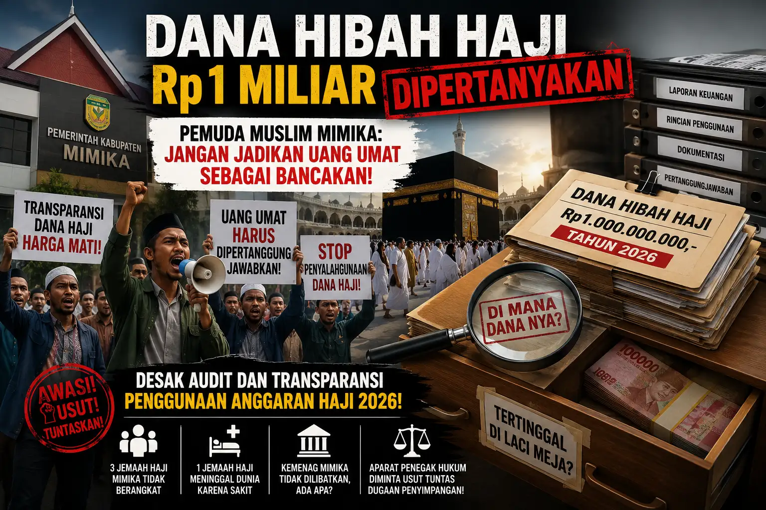 Dana Hibah Haji Rp1 Miliar Dipertanyakan, Pemuda Muslim Mimika: Jangan Jadikan Uang Umat Sebagai Bancakan!