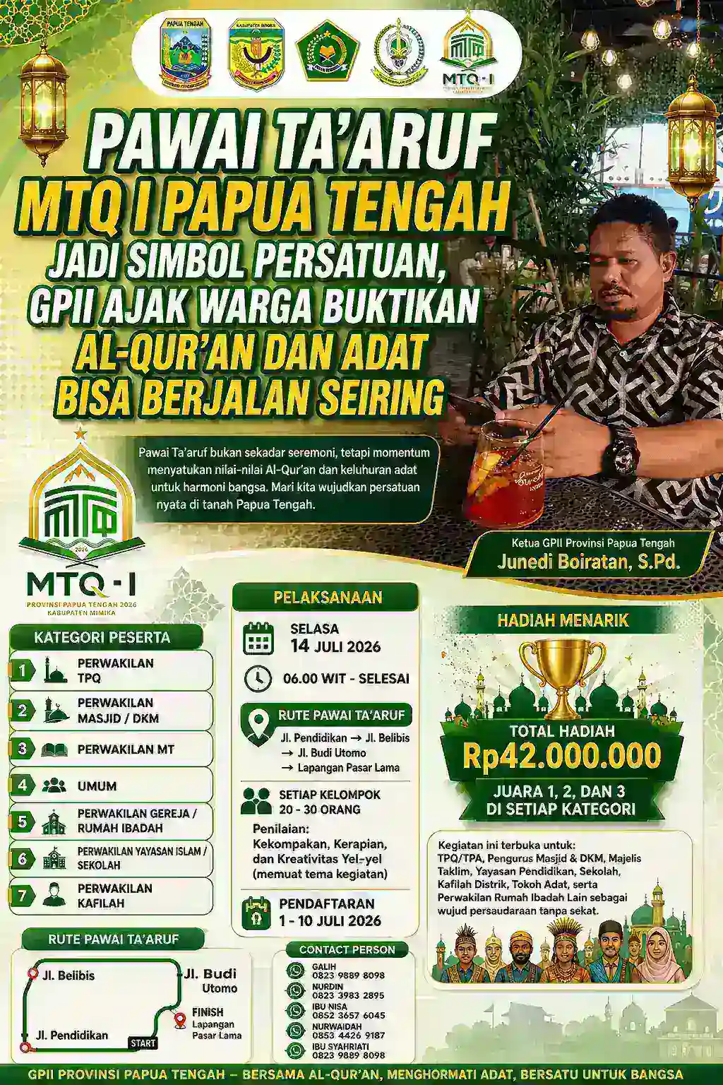 Pawai Ta'aruf MTQ I Papua Tengah Jadi Simbol Persatuan, GPII Ajak Warga Buktikan Al-Qur'an dan Adat Bisa Berjalan Seiring