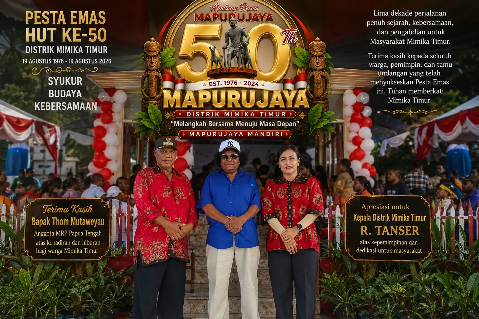 HUT ke-50 Distrik Mimika Timur: Pesta Emas Penuh Syukur, Budaya, dan Kebersamaan Warga