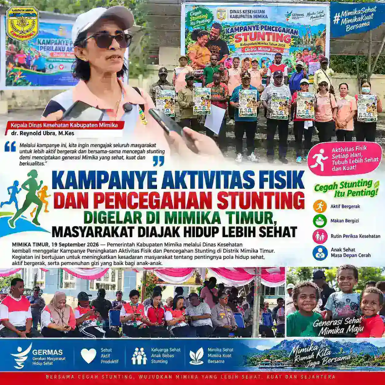KAMPANYE AKTIVITAS FISIK DAN PENCEGAHAN STUNTING DIGELAR DI MIMIKA TIMUR, MASYARAKAT DIAJAK HIDUP LEBIH SEHAT