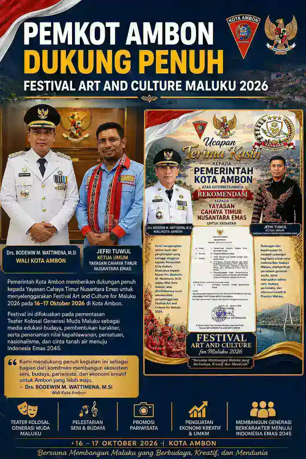 Dinas Pariwisata Kota Ambon Dukung Festival Art and Culture 2026