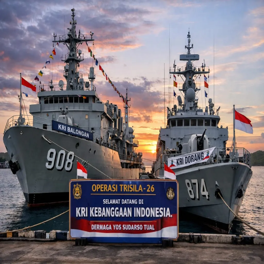 KRI Kebanggaan Indonesia Merapat di Tual, Operasi Trisila 26 Digelar!