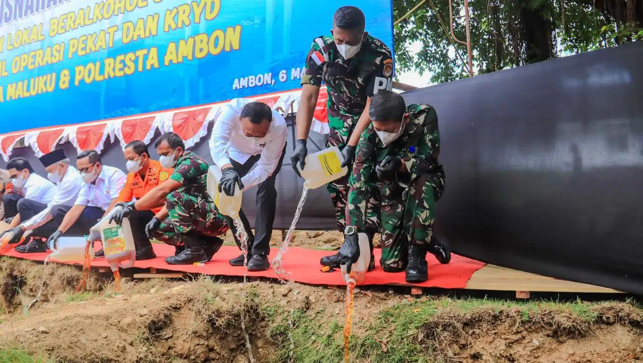 Danpom Kodaeral lX Hadiri Pemusnahan 15 Ton Miras Sitaan selang 2 Bulan