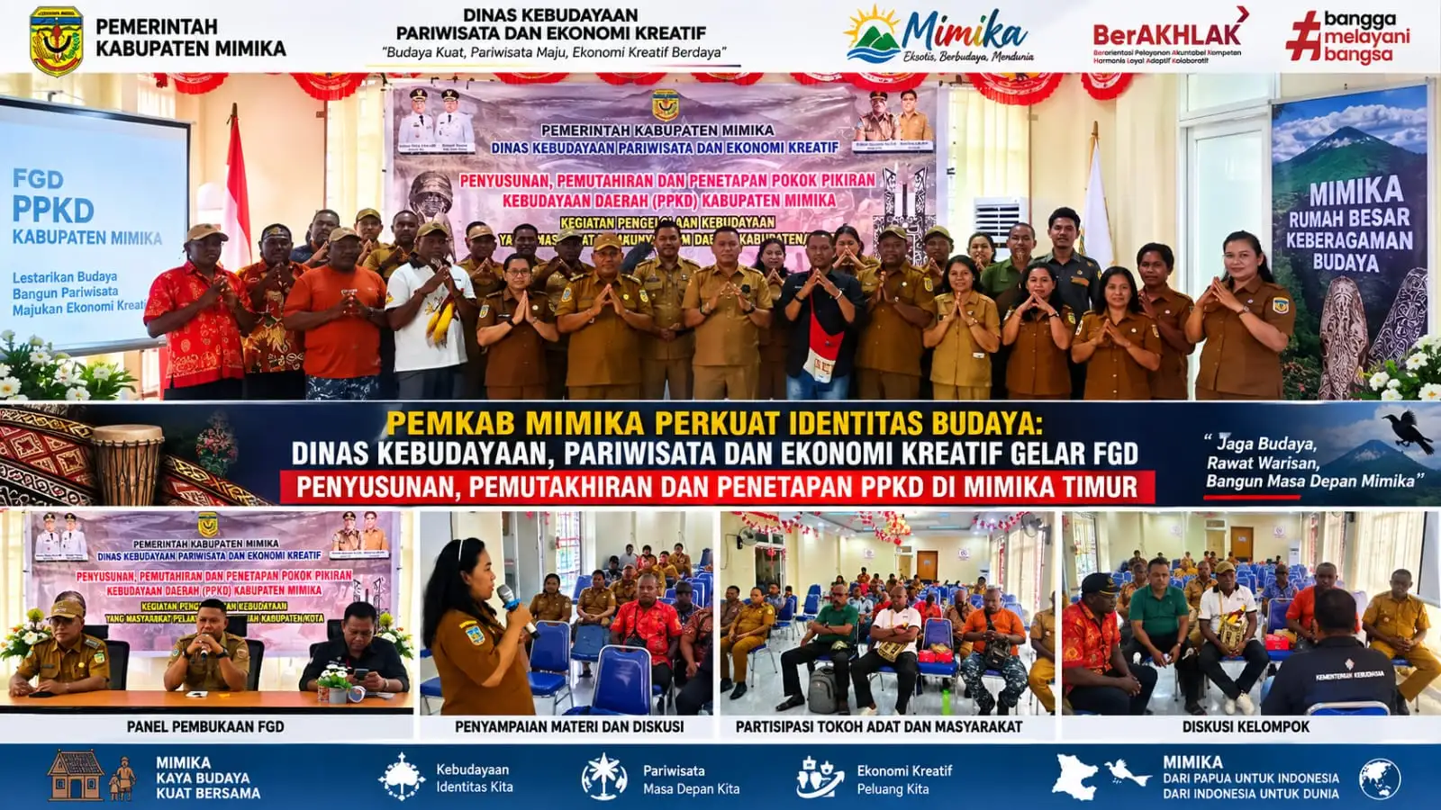 PEMKAB MIMIKA PERKUAT IDENTITAS BUDAYA: DINAS KEBUDAYAAN, PARIWISATA DAN EKONOMI KREATIF GELAR FGD PENYUSUNAN, PEMUTAKHIRAN DAN PENETAPAN PPKD DI MIMIKA TIMUR