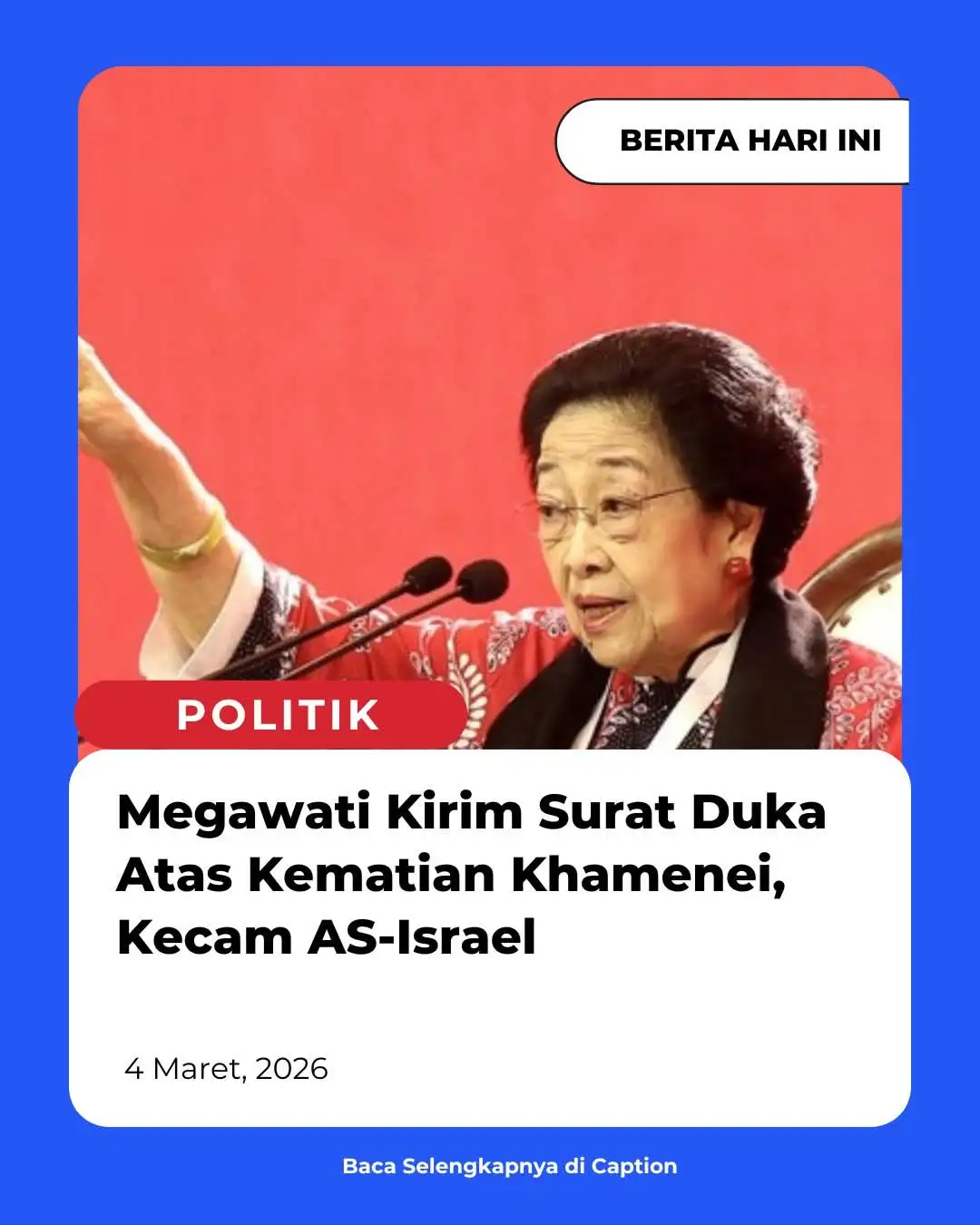 Megawati Kirim Surat Duka untuk Ayatollah Ali Khamenei, Singgung Persahabatan Indonesia–Iran
