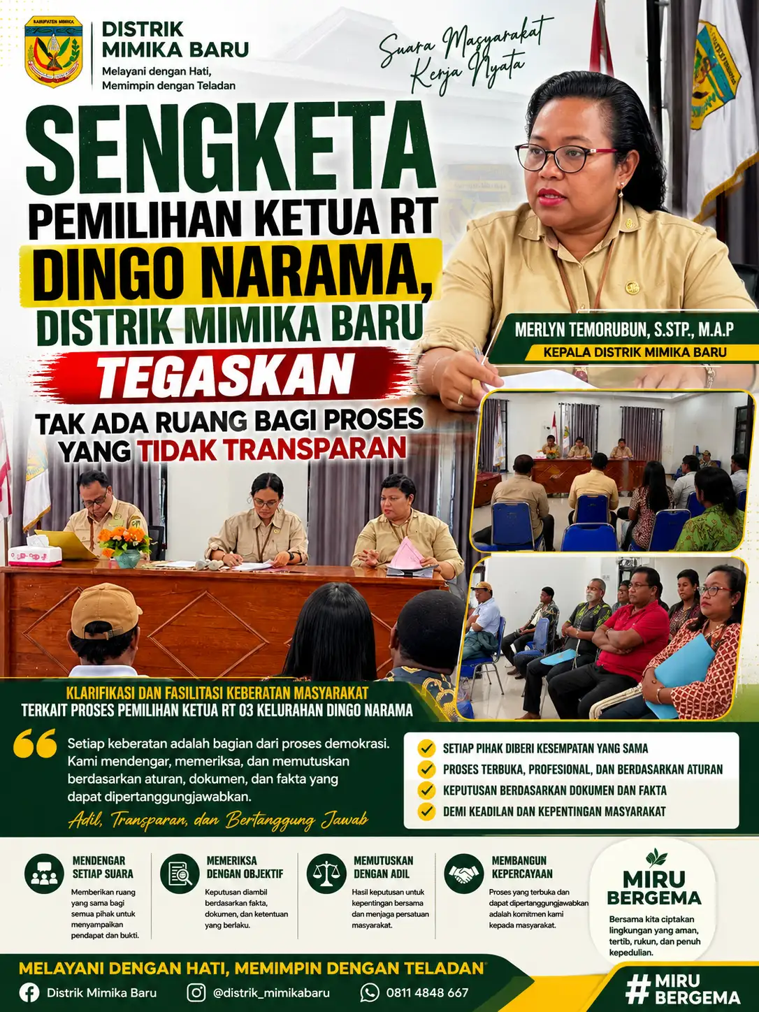 Sengketa Pemilihan Ketua RT Dingo Narama, Distrik Mimika Baru Tegaskan Tak Ada Ruang bagi Proses yang Tidak Transparan