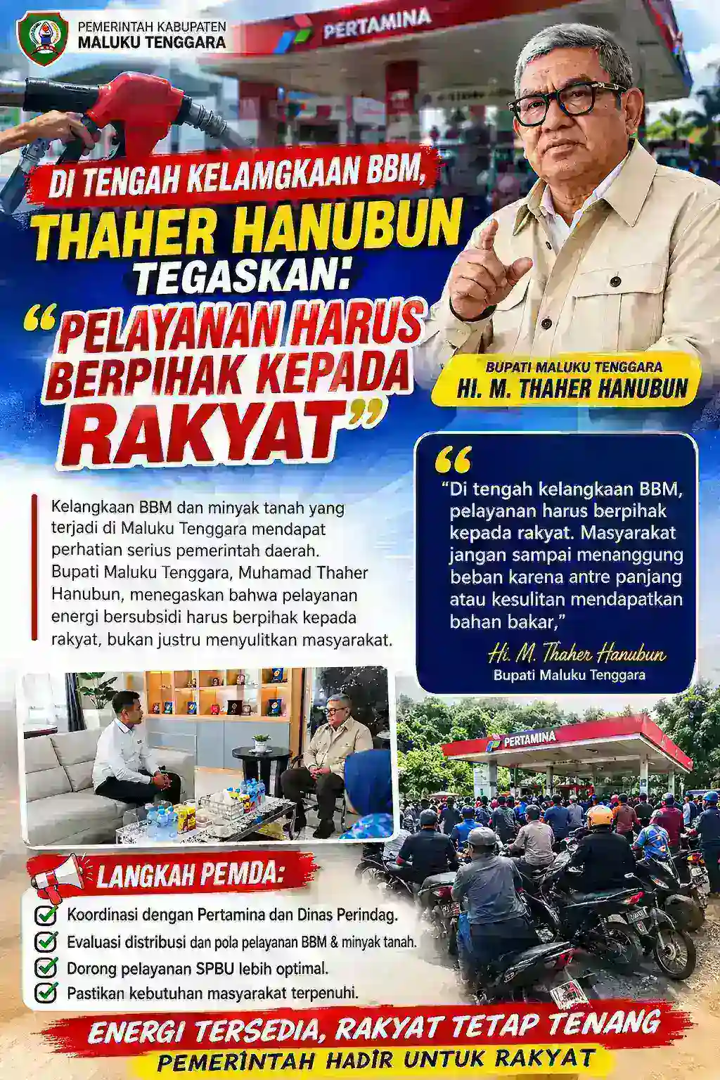 Di Tengah Kelangkaan BBM, Thaher Hanubun Tegaskan: Pelayanan Harus Berpihak Kepada Rakyat