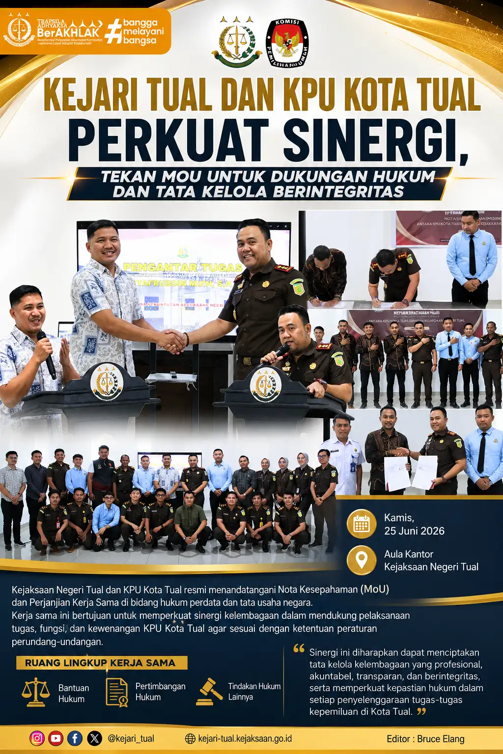 Kejari Tual dan KPU Kota Tual Perkuat Sinergi, Teken MoU untuk Dukungan Hukum dan Tata Kelola Berintegritas