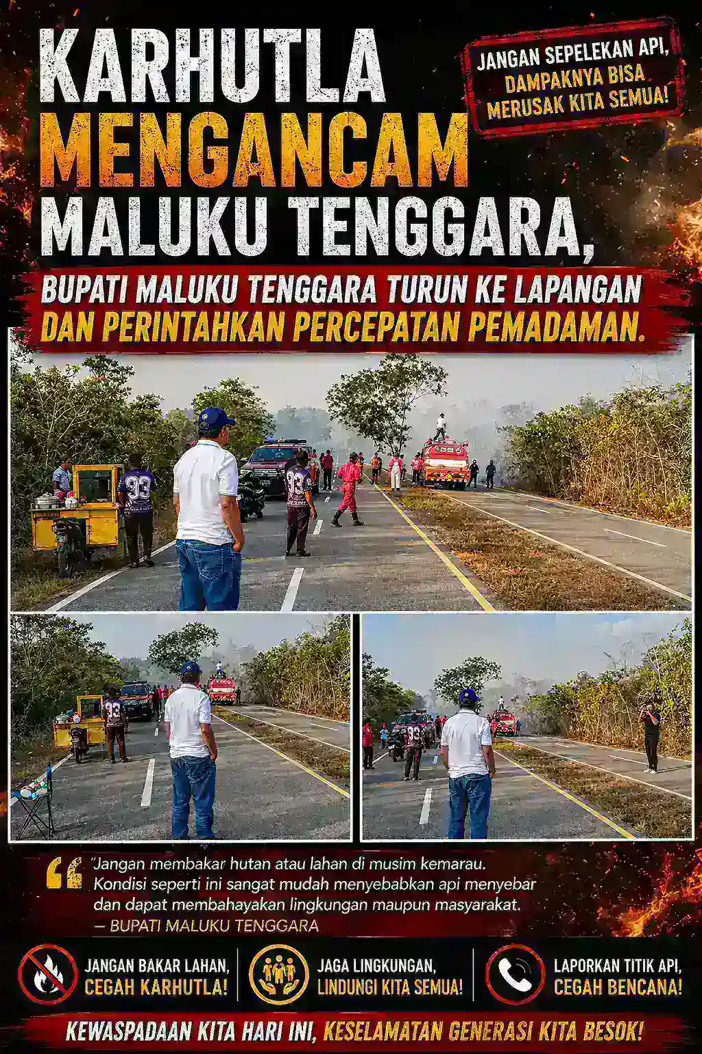 Karhutla Mengancam Maluku Tenggara, Bupati Turun ke Lapangan dan Perintahkan Percepatan Pemadaman