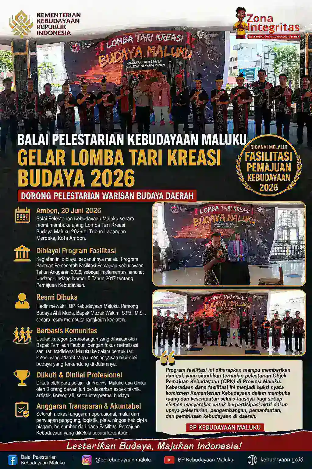 Balai Pelestarian Kebudayaan Maluku Gelar Lomba Tari Kreasi Budaya 2026, Dorong Pelestarian Warisan Budaya Daerah