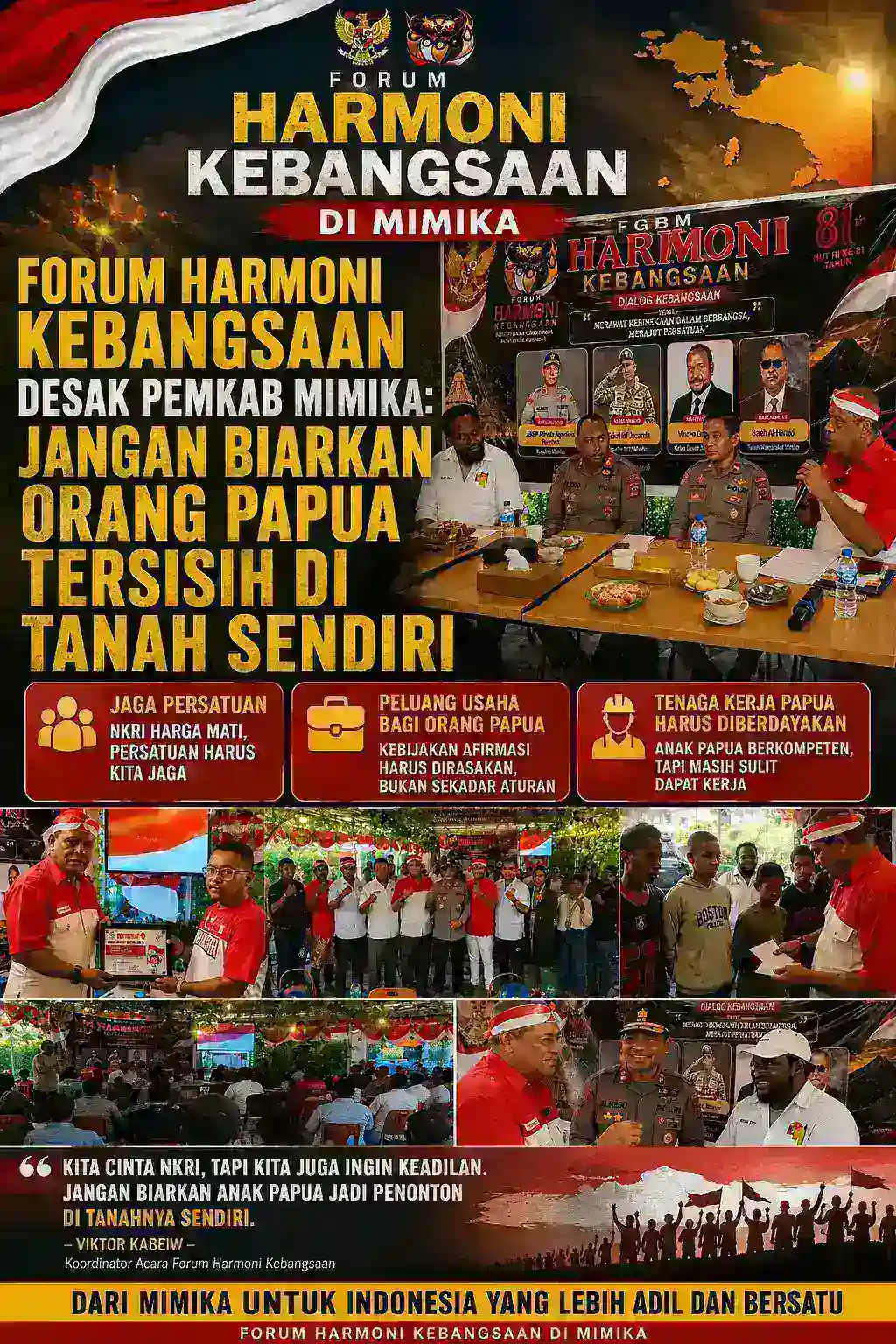 Forum Harmoni Kebangsaan Desak Pemkab Mimika: Jangan Biarkan Orang Papua Tersisih di Tanah Sendiri
