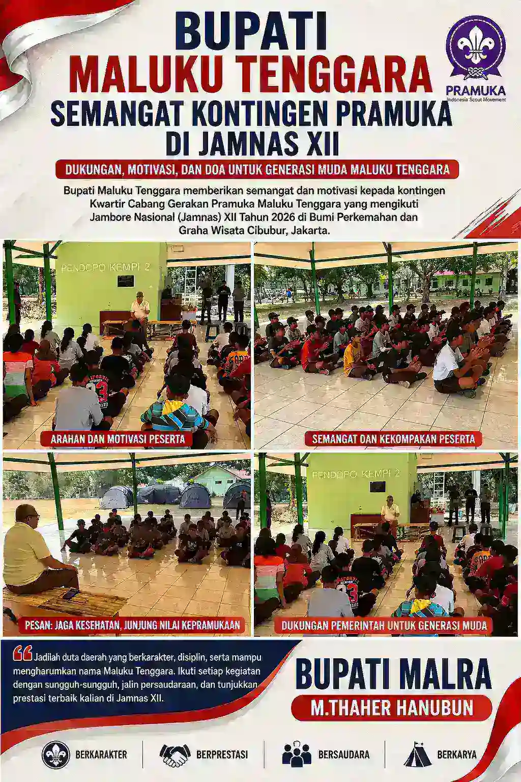 Bupati Maluku Tenggara Teguhkan Semangat Kontingen Pramuka di Jamnas XII
