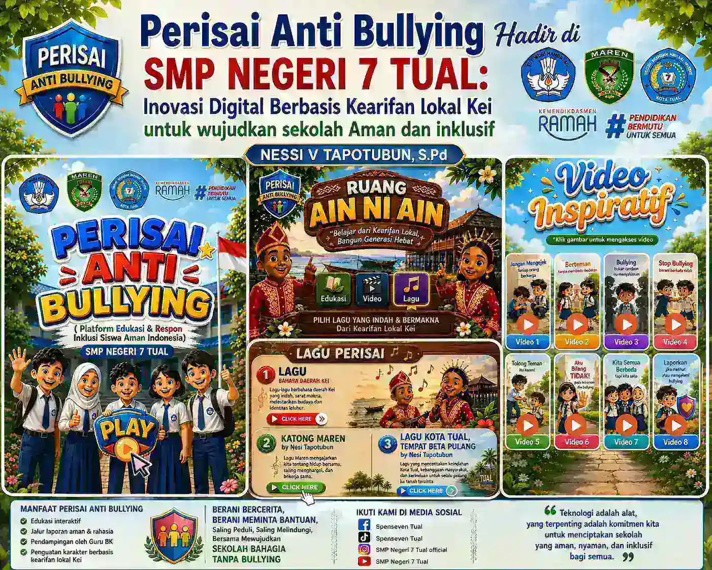 PERISAI ANTI BULLYING Hadir di SMP Negeri 7 Tual: Inovasi Digital Berbasis Kearifan Lokal Kei untuk Wujudkan Sekolah Aman dan Inklusif