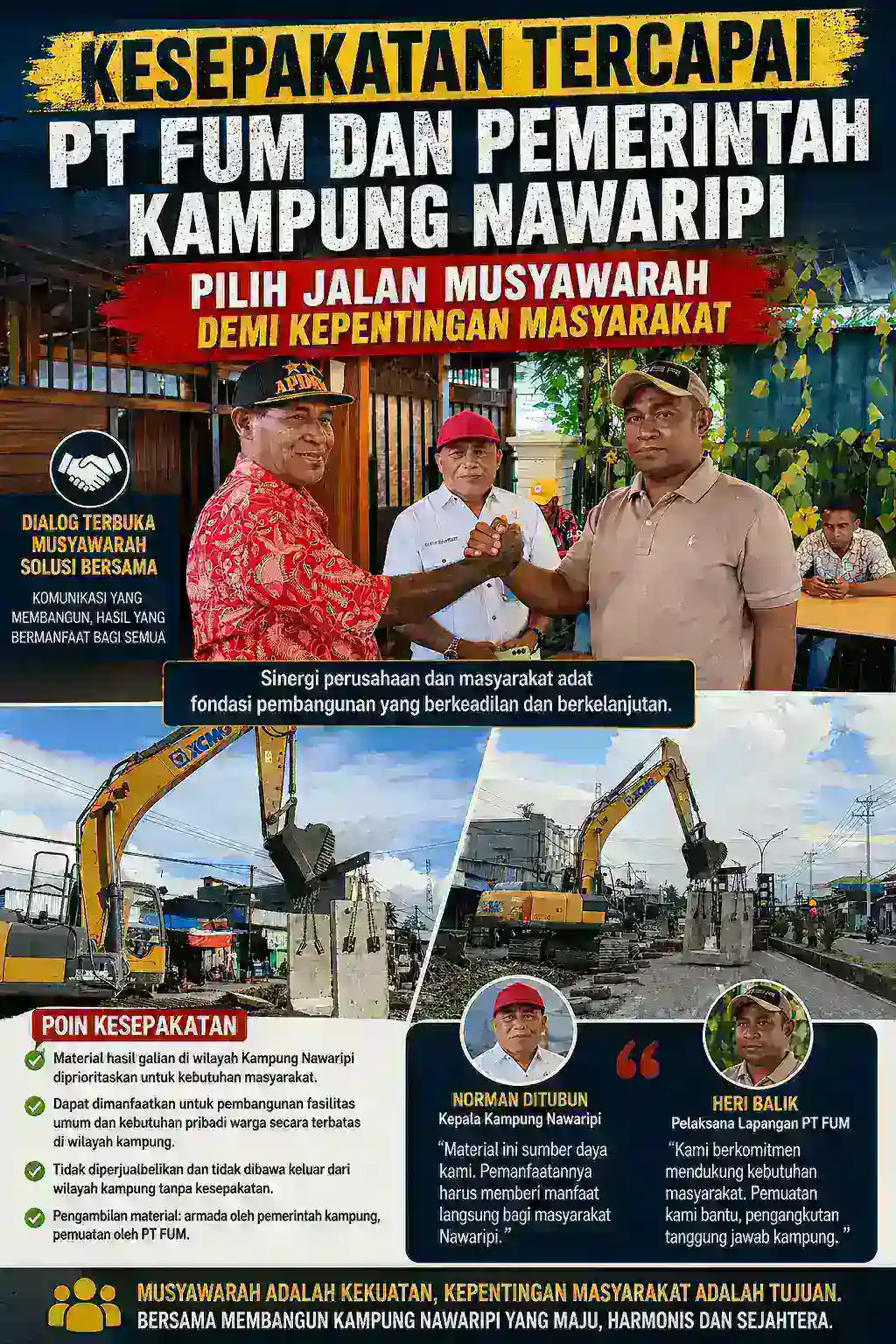 Kesepakatan Tercapai, PT FUM dan Pemerintah Kampung Nawaripi Pilih Jalan Musyawarah Demi Kepentingan Masyarakat