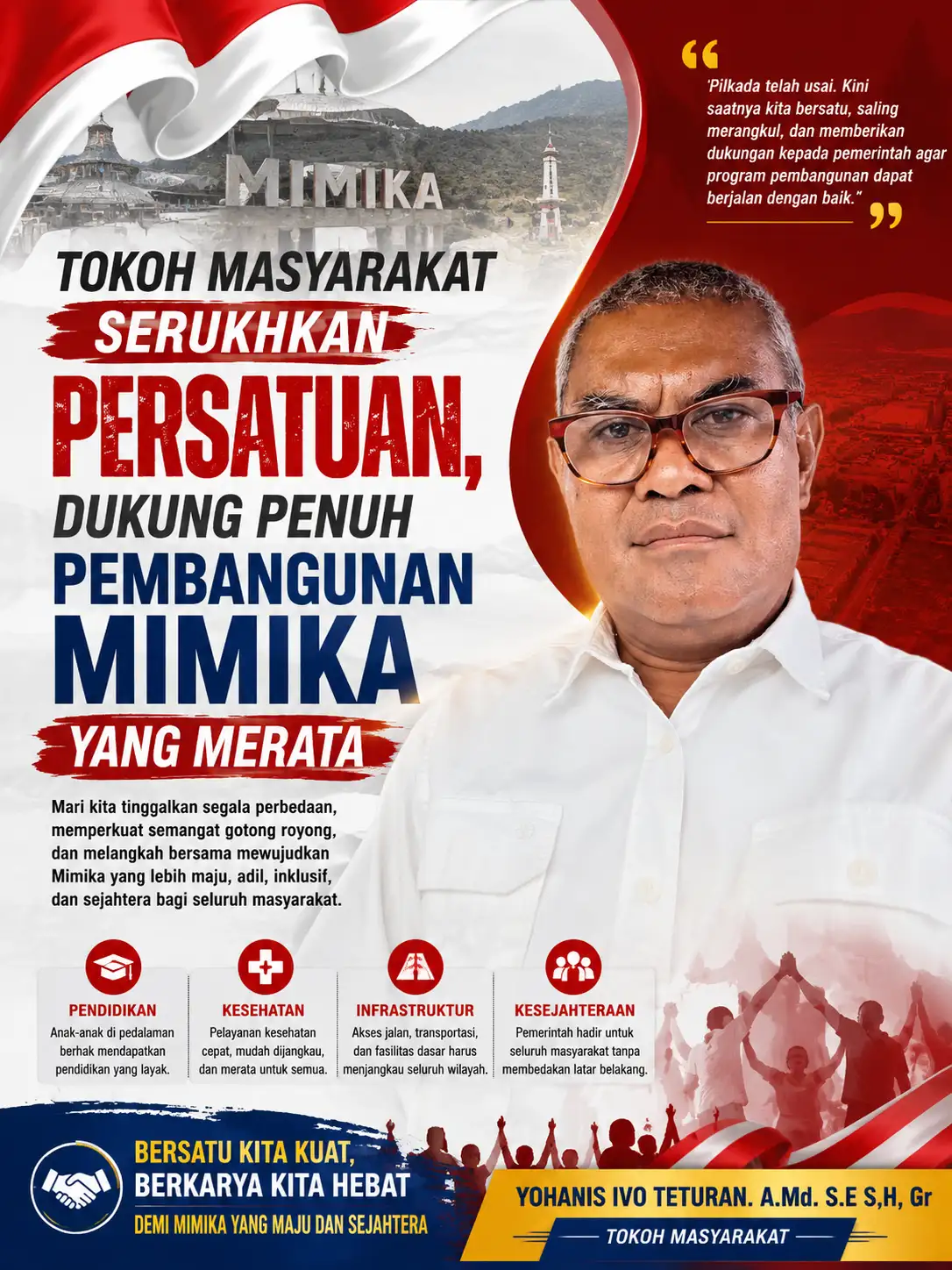 Tokoh Masyarakat Serukan Persatuan, Dukung Penuh Pembangunan Mimika yang Merata