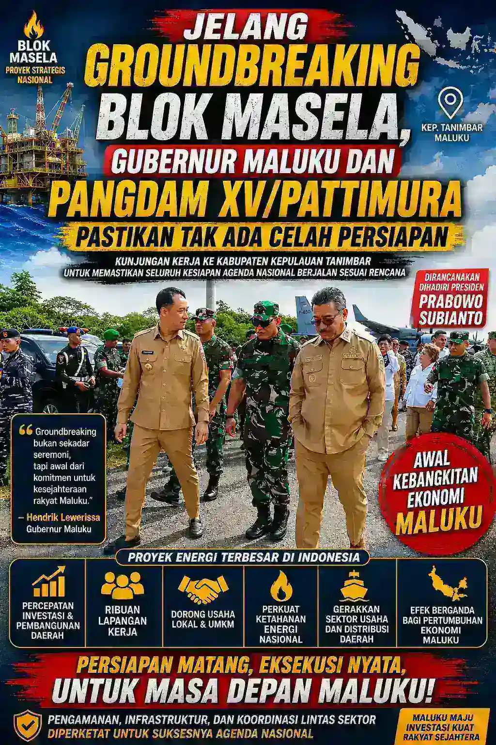 Jelang Groundbreaking Blok Masela, Gubernur Maluku dan Pangdam XV/Patimura Pastikan Tak Ada Celah Persiapan