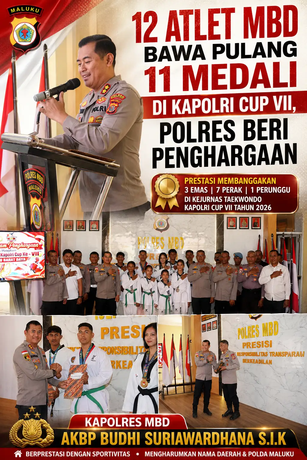 12 Atlet MBD Bawa Pulang 11 Medali di Kapolri Cup VII, Polres Beri Penghargaan