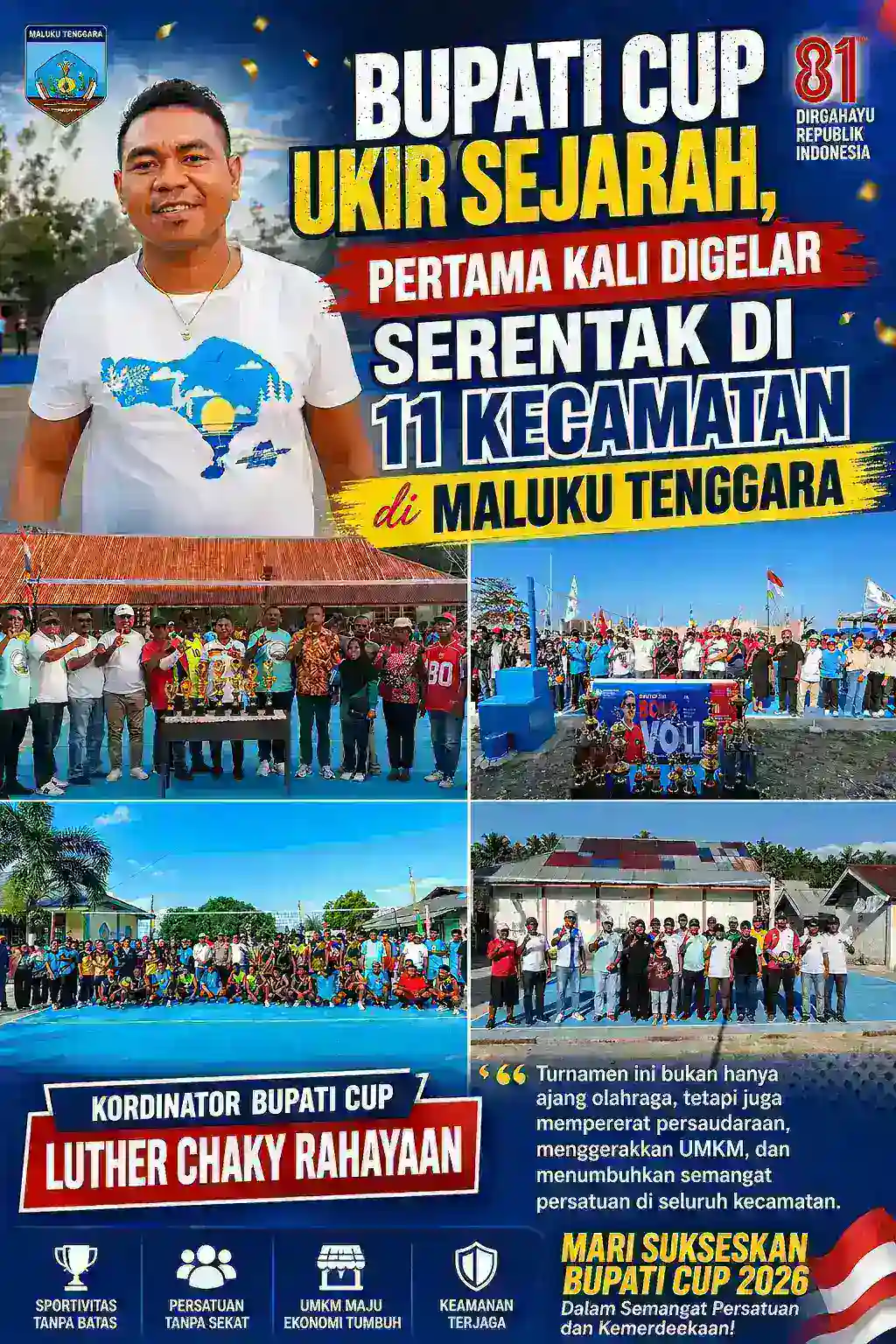 Bupati Cup Ukir Sejarah, Pertama Kali Digelar Serentak di 11 Kecamatan Maluku Tenggara
