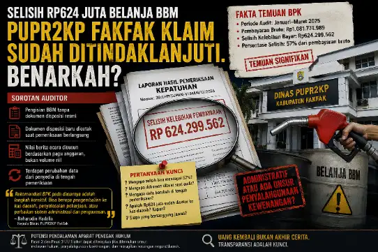 Setelah Rp624 Juta Dipersoalkan, PUPR2KP Fakfak Klaim Semua Sudah Beres. Benarkah Sesederhana Itu?