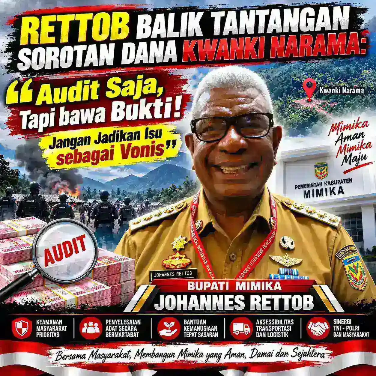 Rettob Balik Tantangan Sorotan Dana Kwanki Narama: “Audit Saja, Tapi Bawa Bukti!” Jangan Jadikan Isu Sebagai Vonis