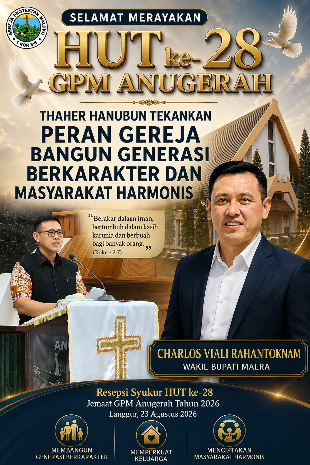 HUT ke-28 GPM Anugerah, Thaher Hanubun Tekankan Peran Gereja Bangun Generasi Berkarakter dan Masyarakat Harmonis