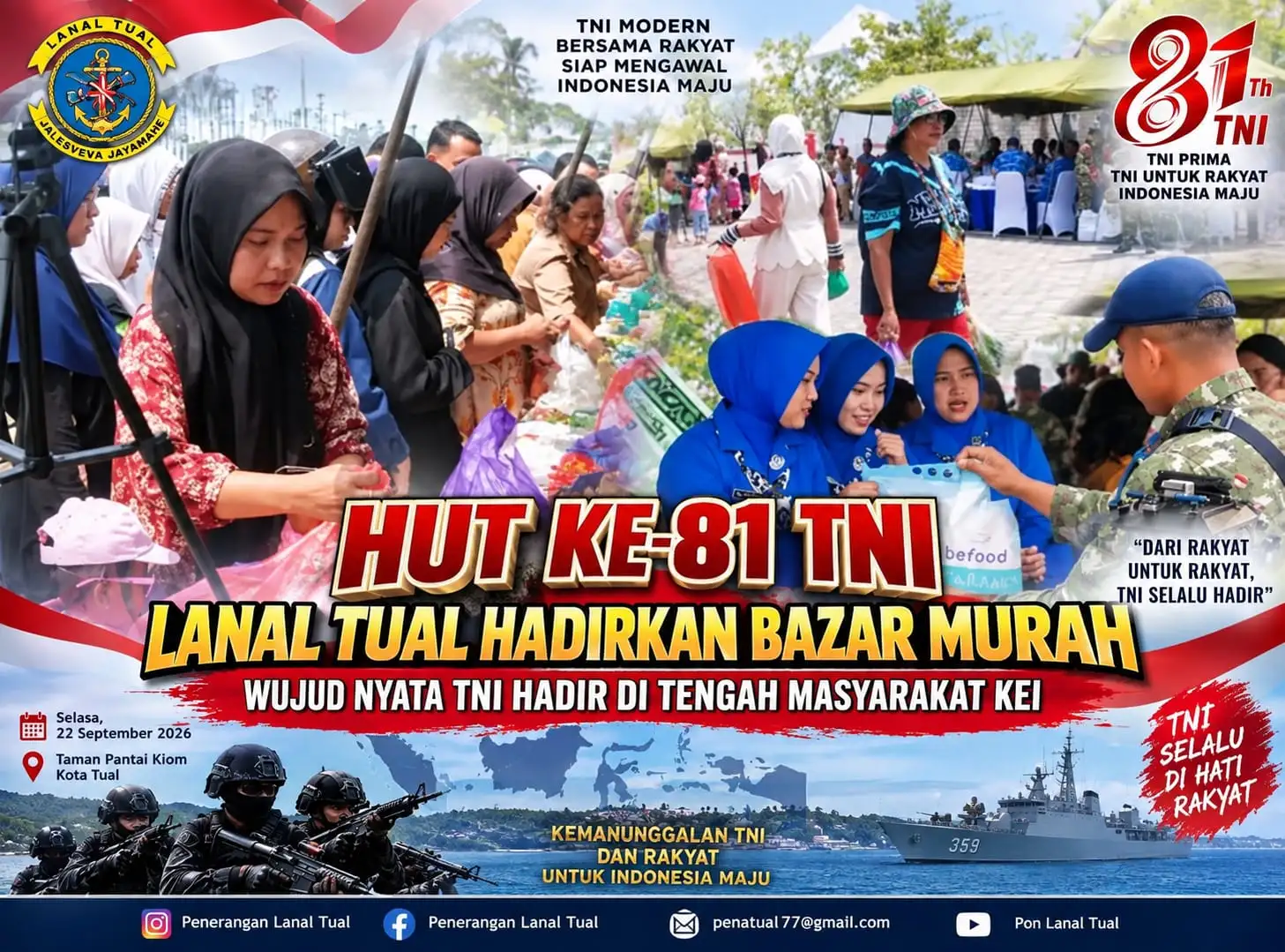 HUT ke-81 TNI, Lanal Tual Hadirkan Bazar Murah, Wujud Nyata TNI Hadir di Tengah Masyarakat Kei