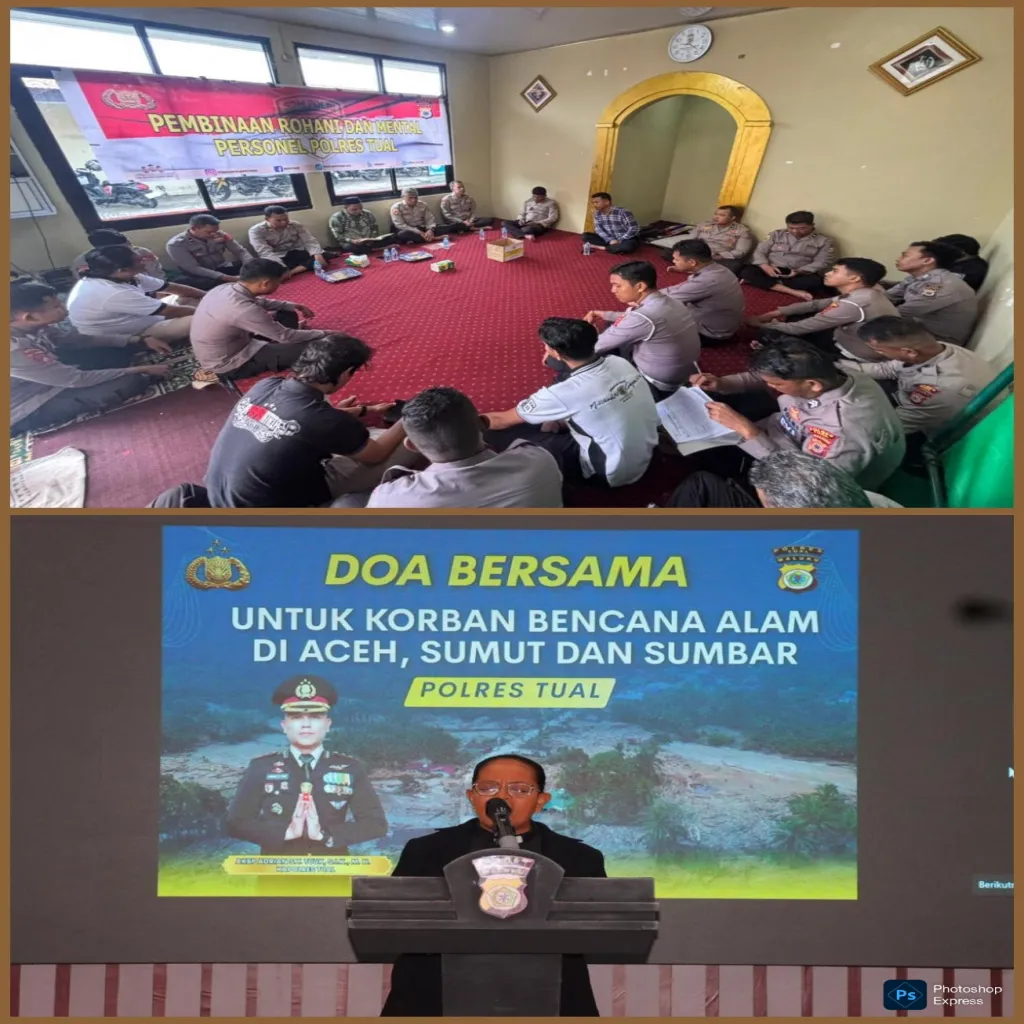 Personel Polres Tual Gelar Sholat Ghaib dan Doa Bersama untuk Korban Bencana Aceh, Sumut, dan Sumbar