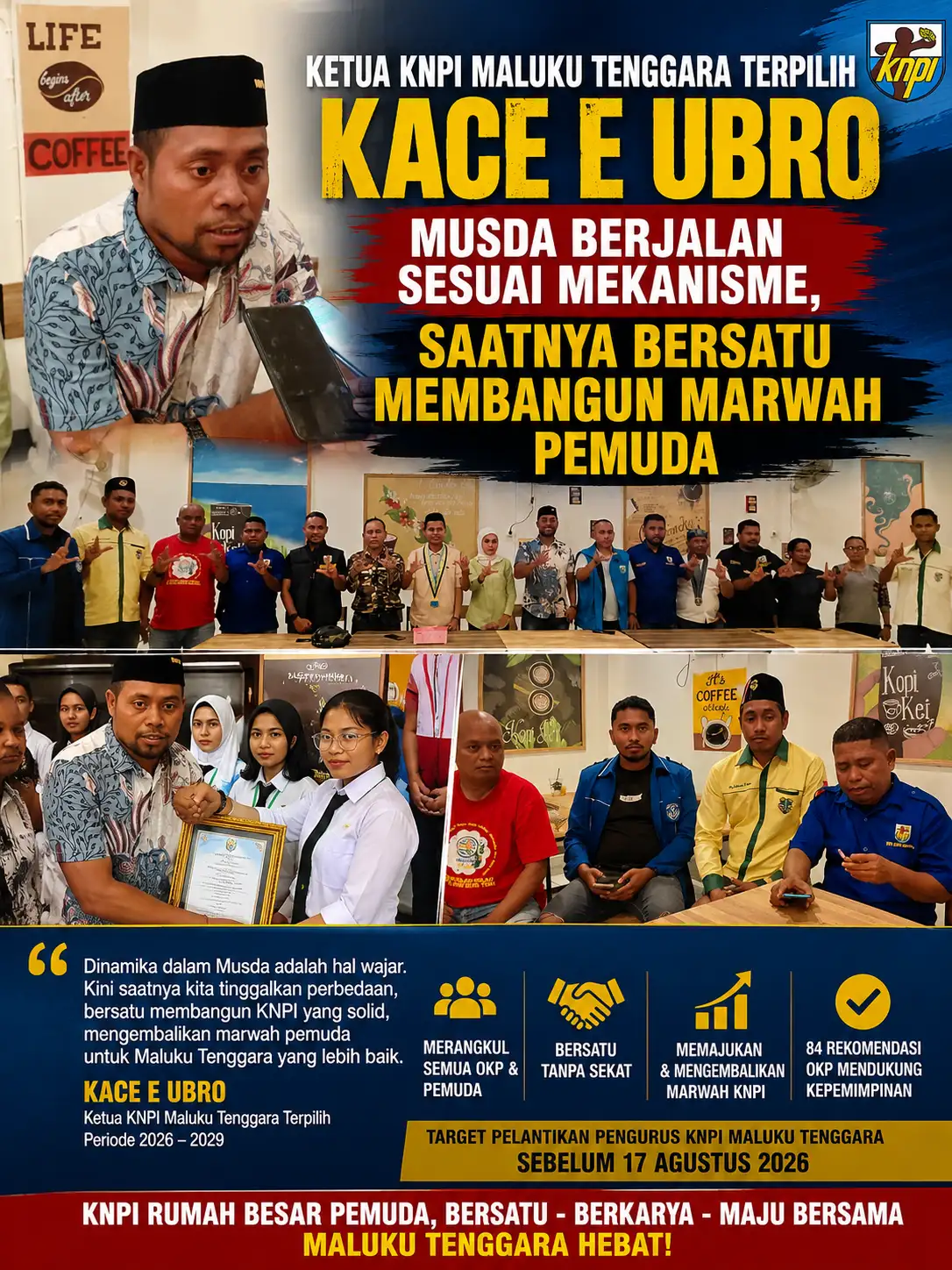 Ketua KNPI Maluku Tenggara Terpilih Kace E. Ubro: Musda Berjalan Sesuai Mekanisme, Saatnya Bersatu Bangun Marwah Pemuda