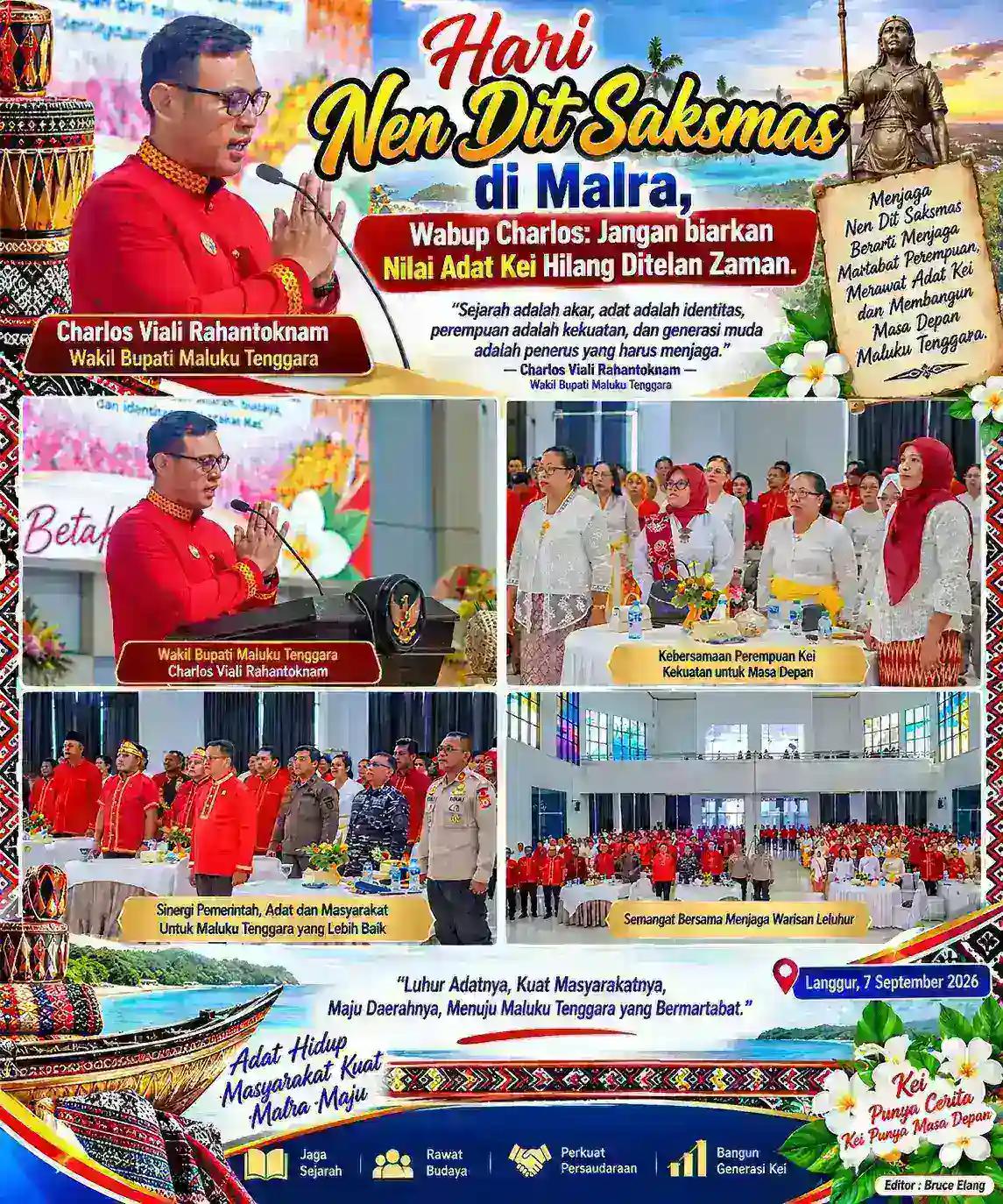 Hari Nen Dit Sakmas di Malra, Wabup Charlos: Jangan Biarkan Nilai Adat Kei Hilang Ditelan Zaman