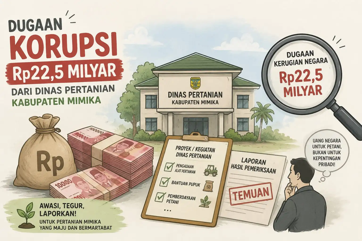 Rp22,5 MILIAR RAIB TANPA JEJAK? PROYEK 150 HEKTARE DI MIMIKA DIDUGA HANYA JADI BANCakan ANGGARAN