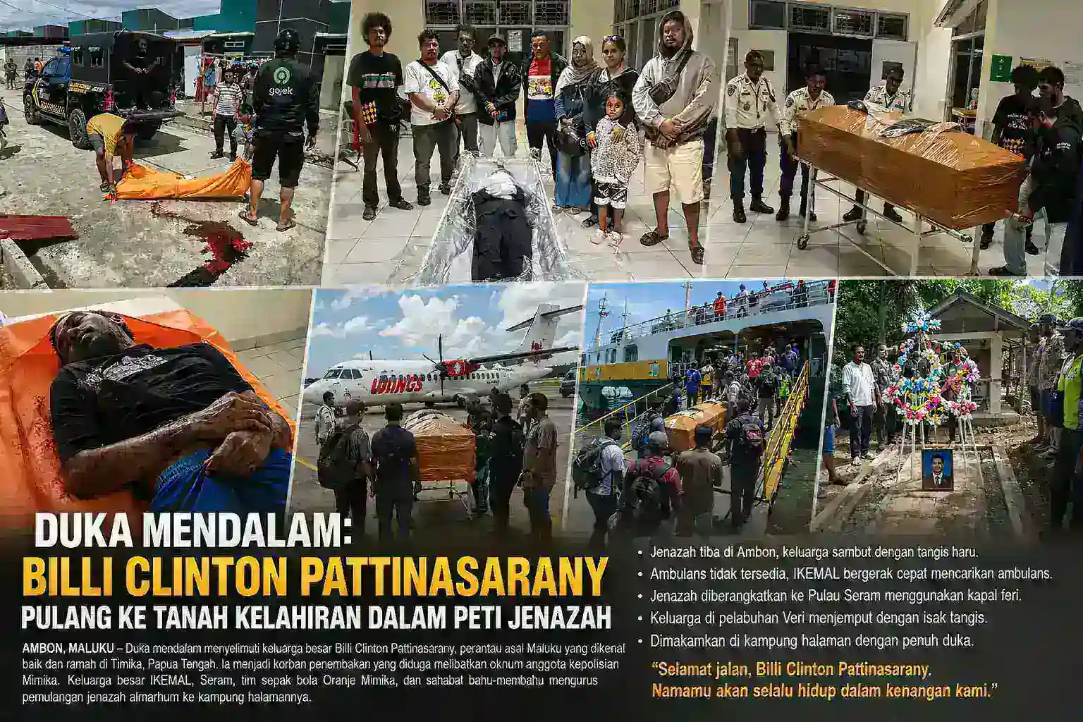 Duka Mendalam: Billi Clinton Pattinasarany Kembali ke Tanah Kelahiran dalam Peti Jenazah