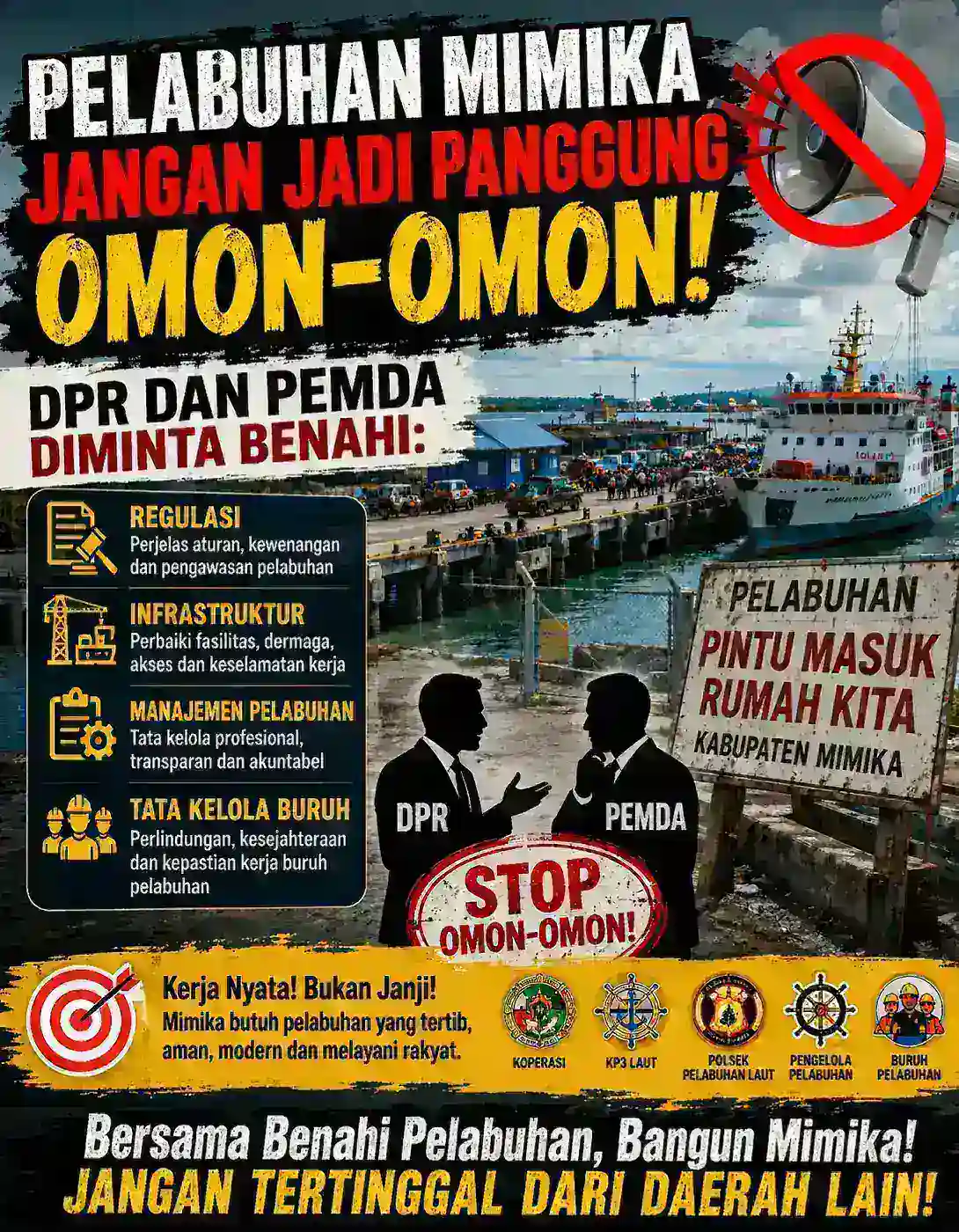 Pelabuhan Mimika Jangan Jadi Panggung Omon-Omon: DPRD dan Pemda Diminta Benahi Regulasi, Infrastruktur hingga Tata Kelola Buruh