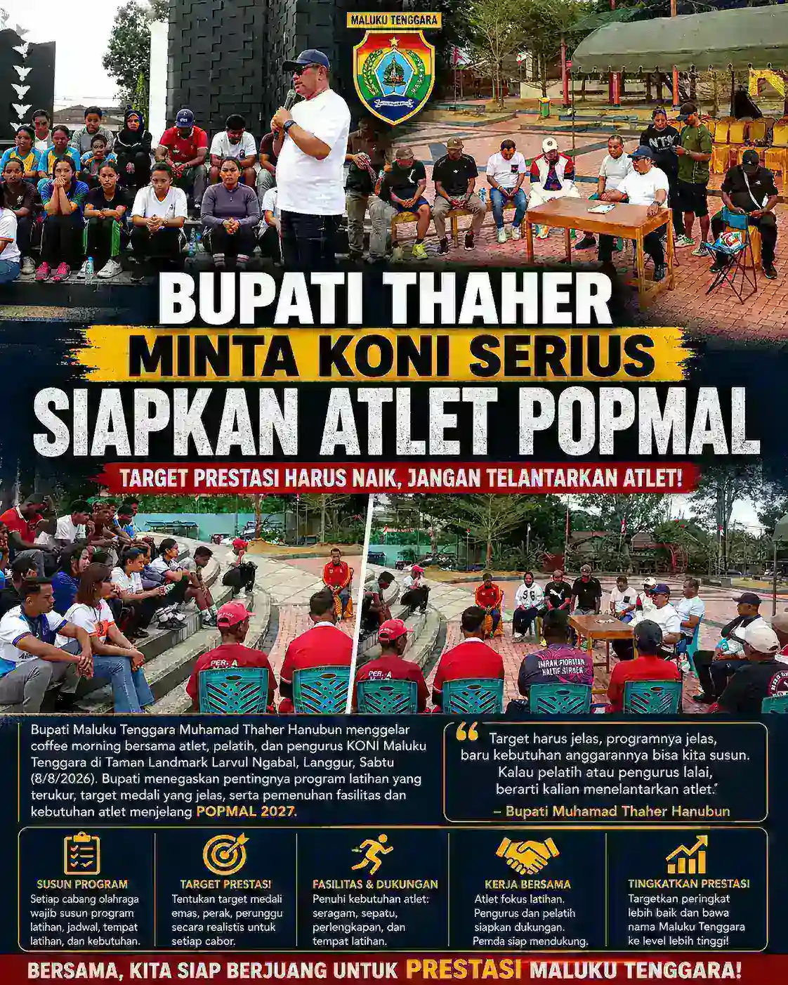 Bupati Thaher Minta KONI Serius Siapkan Atlet POPMAL