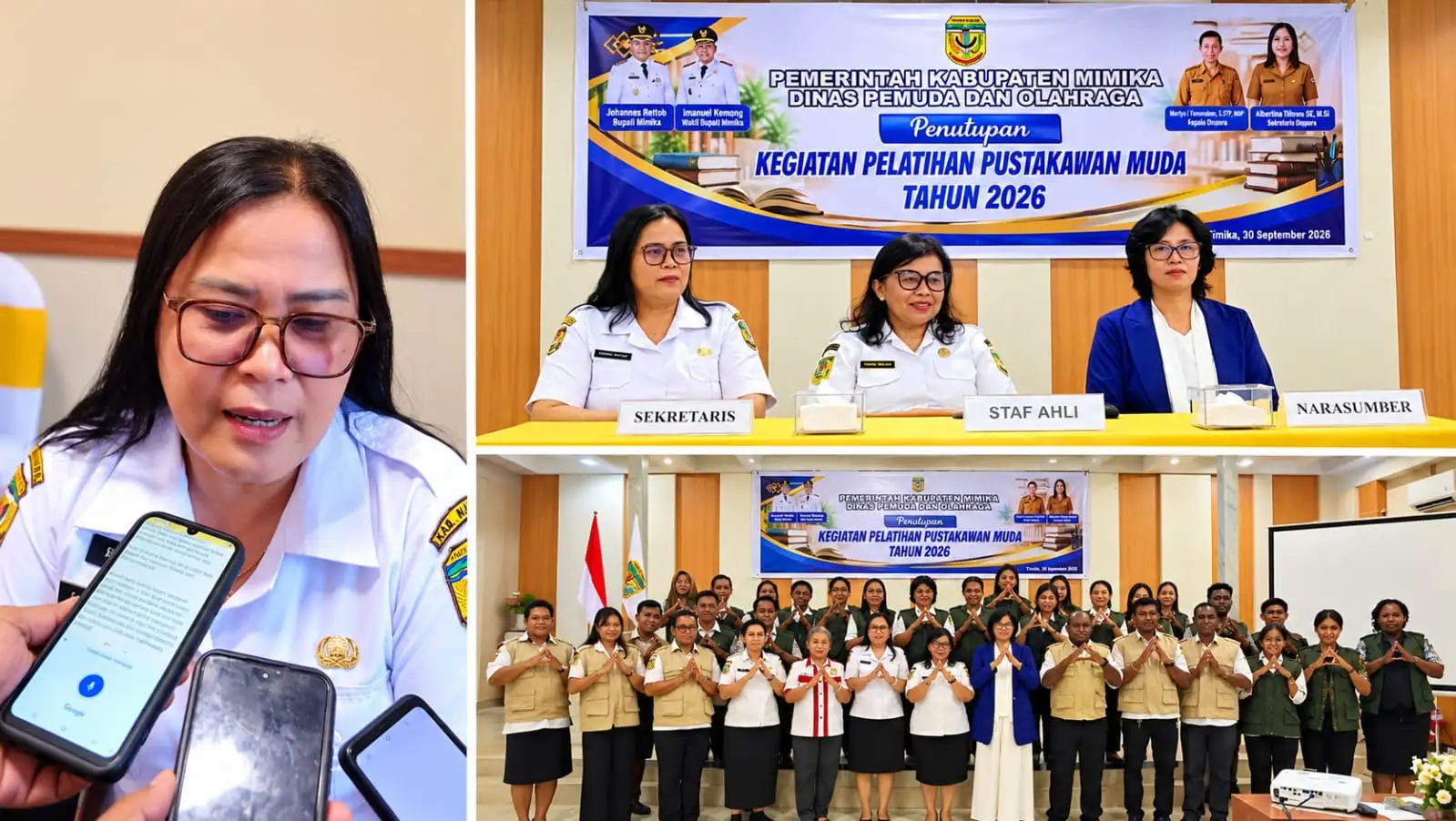 Pelatihan Pustakawan Muda 2026 Ditutup, Dispora Mimika Dorong Pemuda Jadi Motor Penggerak Literasi