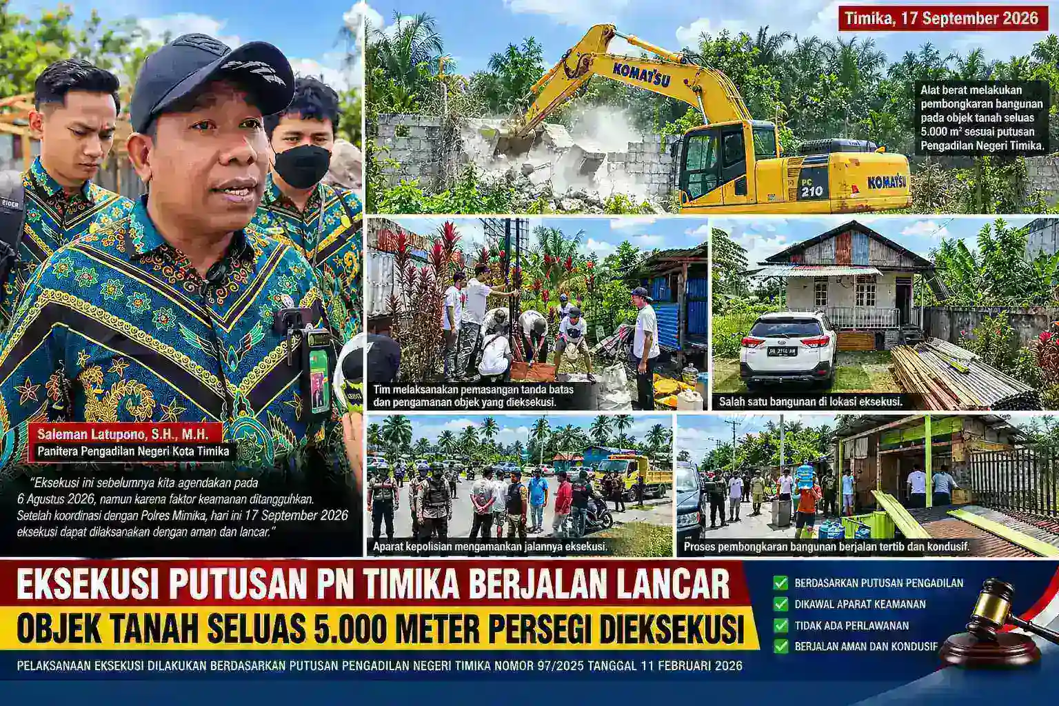 PN TIMIKA EKSEKUSI TANAH 5.000 M²: PUTUSAN PENGADILAN TAK BOLEH BERHENTI DI ATAS KERTAS