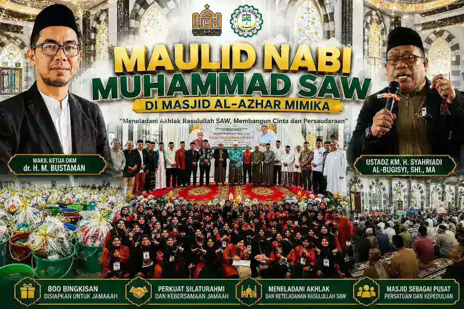 MAULID NABI MUHAMMAD SAW DI MASJID AL-AZHAR MIMIKA: DKM SIAPKAN 800 BINGKISAN, PERKUAT SILATURAHMI DAN SEMANGAT KEBERSAMAAN JAMAAH