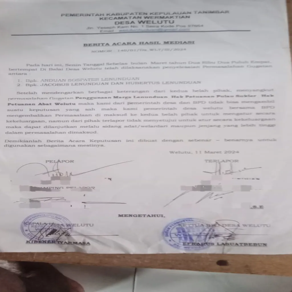 Kades Welutu di Duga Ingkar Janji Antara Pulau Sukler dan Selu