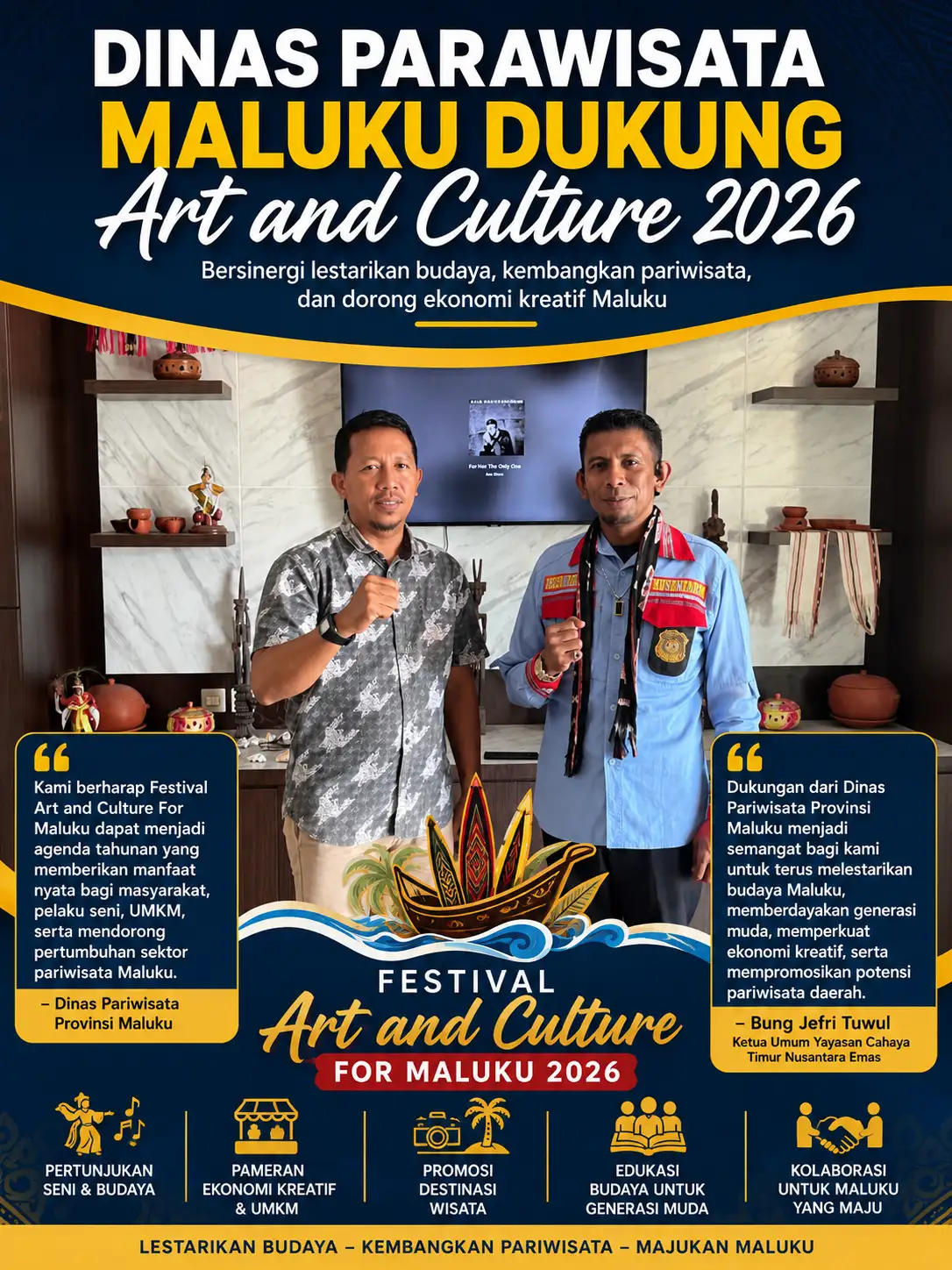 Dinas Pariwisata Provinsi Maluku Dukung Festival Art and Culture For Maluku 2026