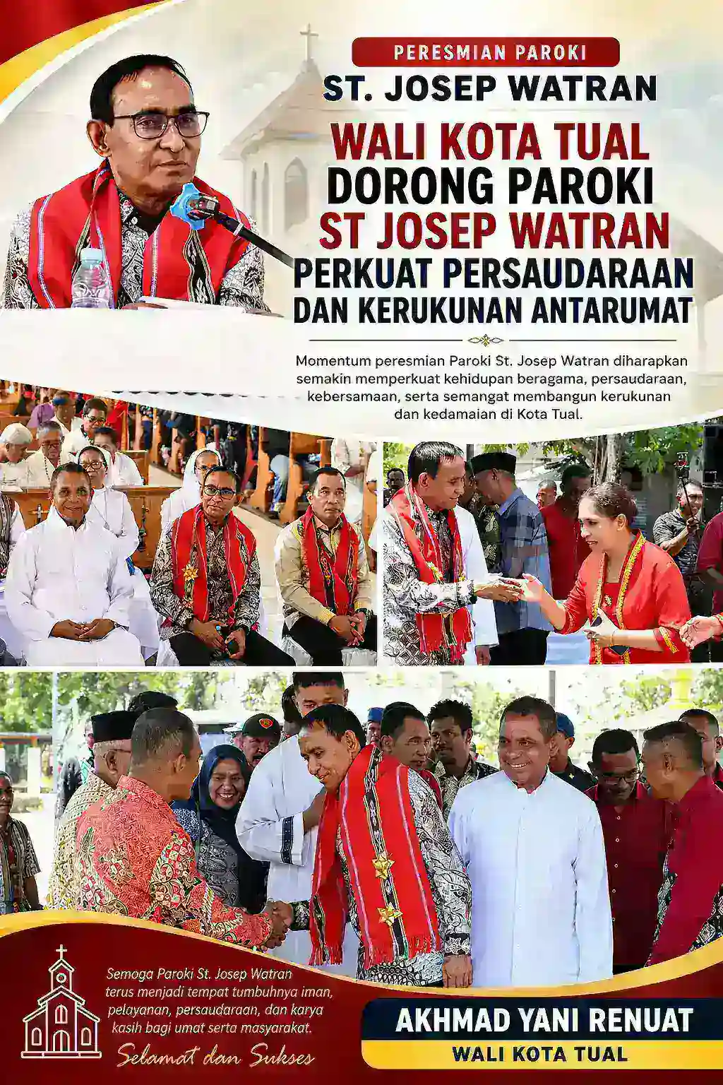 Wali Kota Tual Dorong Paroki St. Josep Watran Perkuat Persaudaraan dan Kerukunan Antarumat