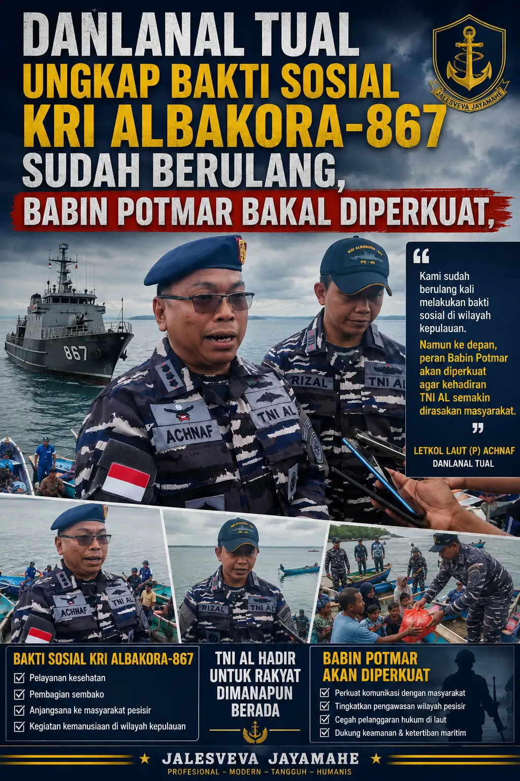 Danlanal Tual Ungkap Bakti Sosial KRI Albakora-867 Sudah Berulang, Babin Potmar Bakal Diperkuat