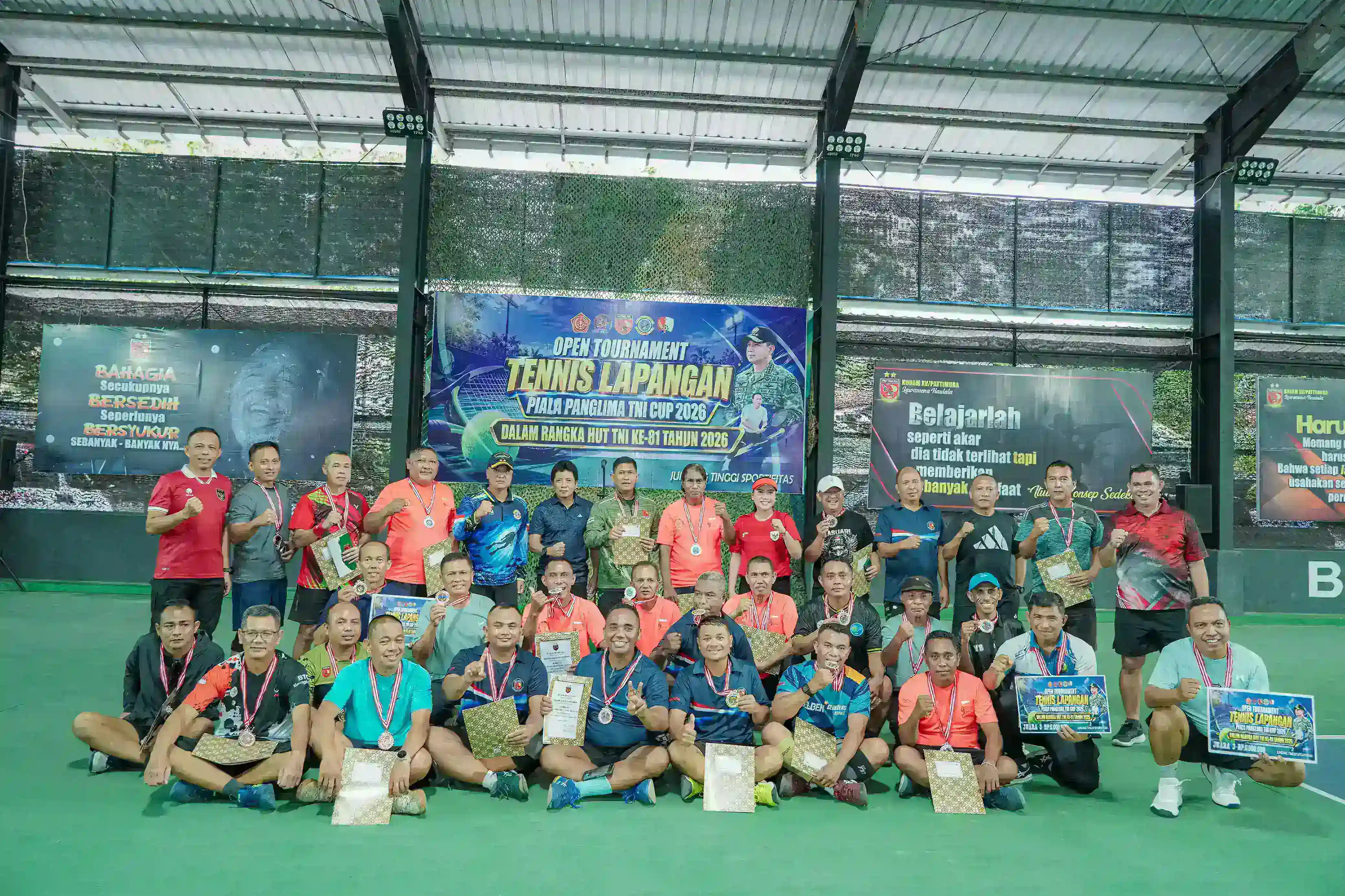 Tampil Impresif, Tim Tennis Kasdam XV/Pattimura Raih Juara 1 Piala Panglima TNI Cup 2026