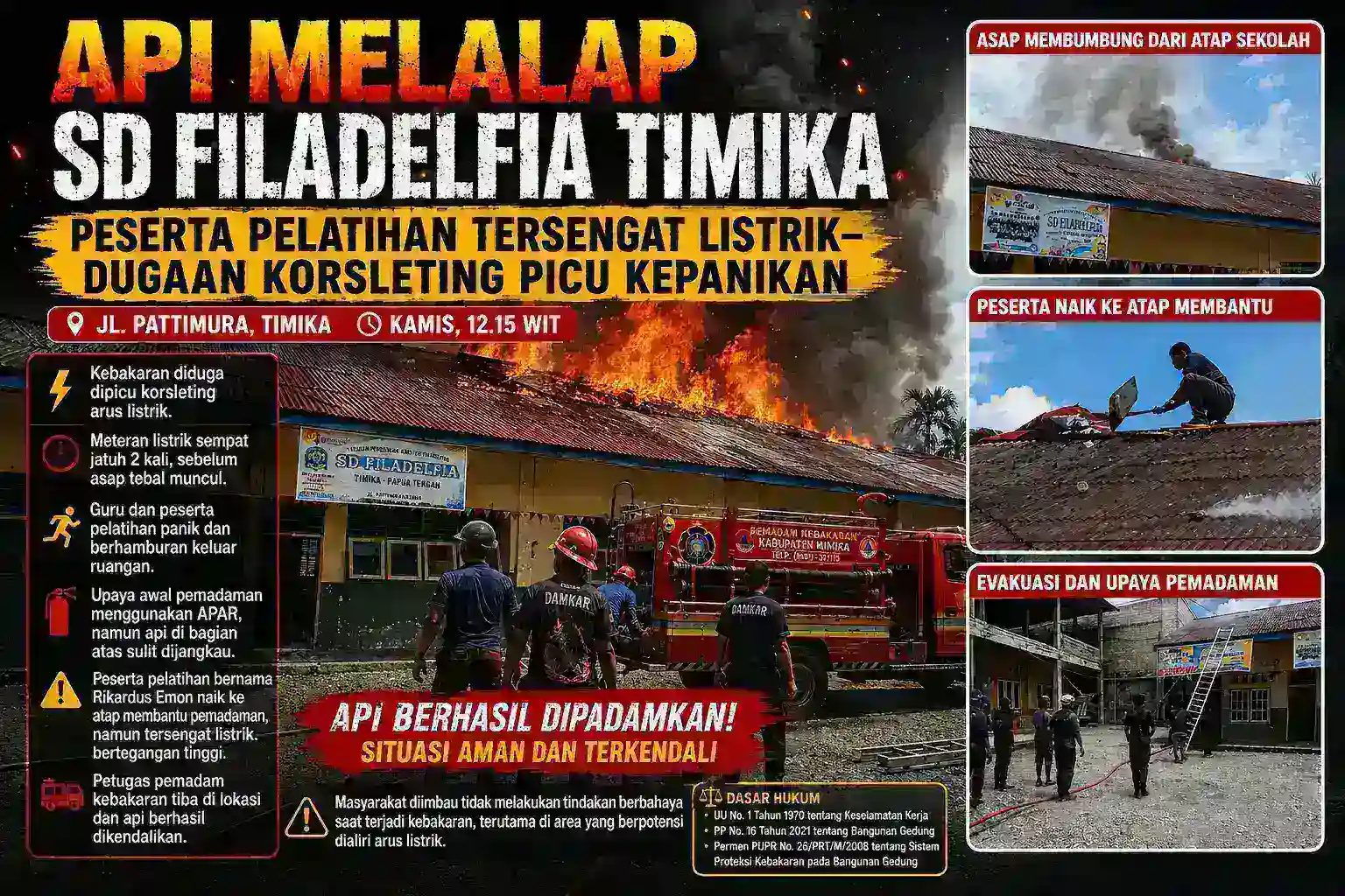 API MELALAP SD FILADELFIA TIMIKA, PESERTA PELATIHAN TERSENGAT LISTRIK — DUGAAN KORSLETING PICU KEPANIKAN