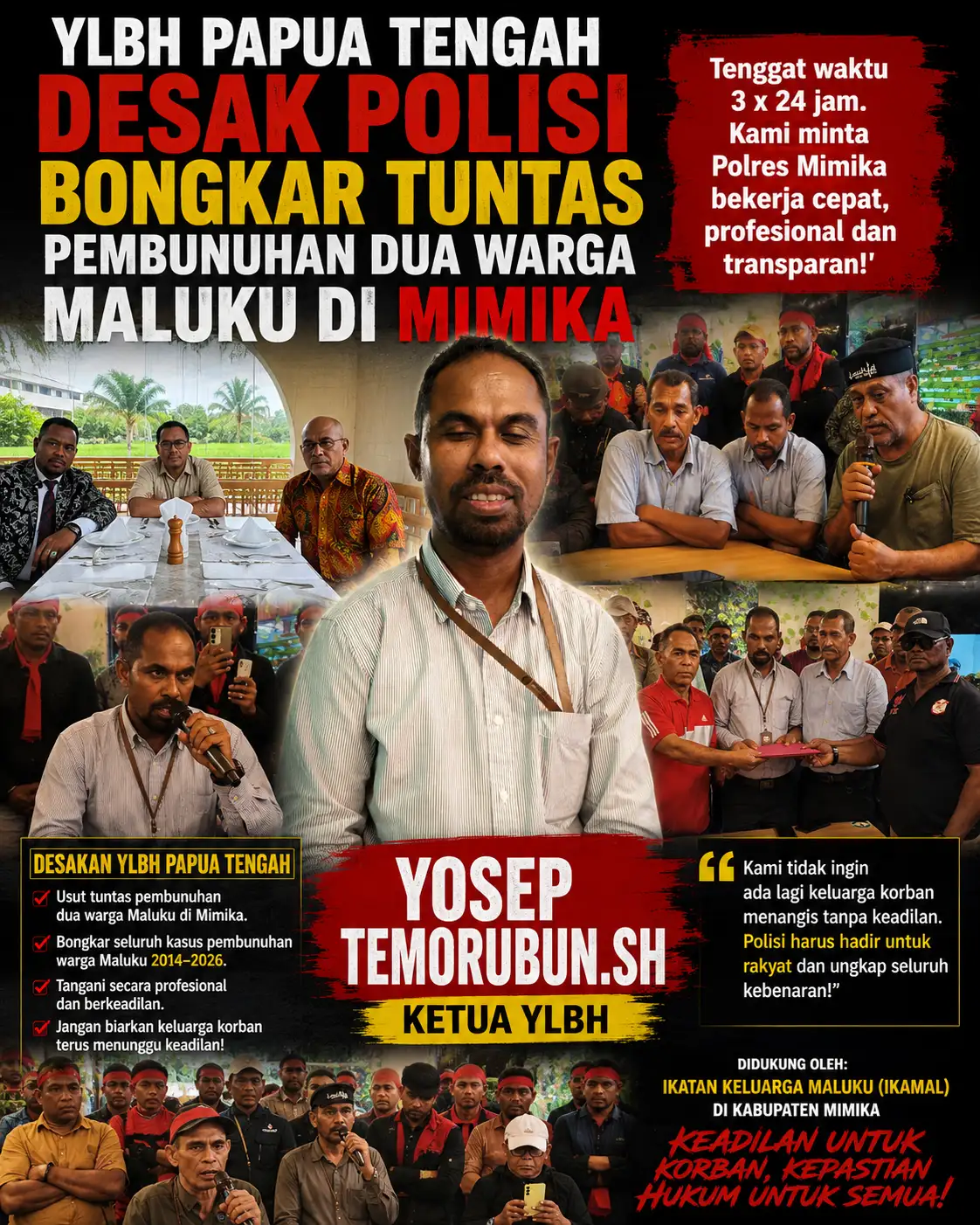 YLBH Papua Tengah Desak Polisi Bongkar Tuntas Pembunuhan Dua Warga Maluku di Mimika