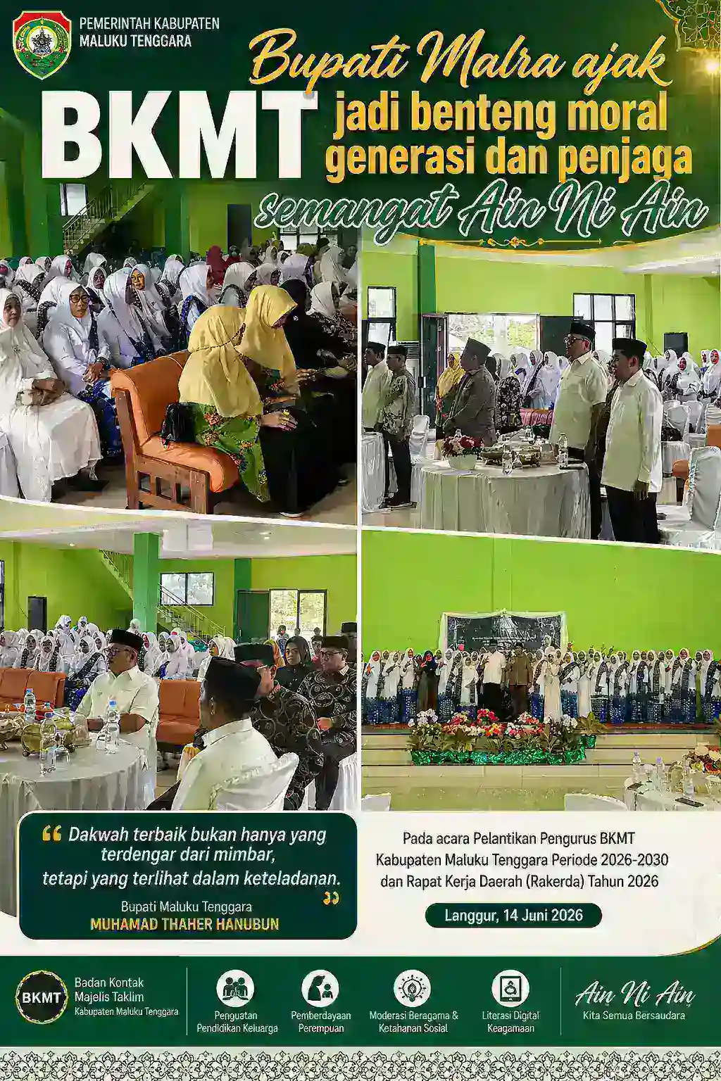 Bupati Malra Ajak BKMT Jadi Benteng Moral Generasi dan Penjaga Semangat Ain Ni Ain