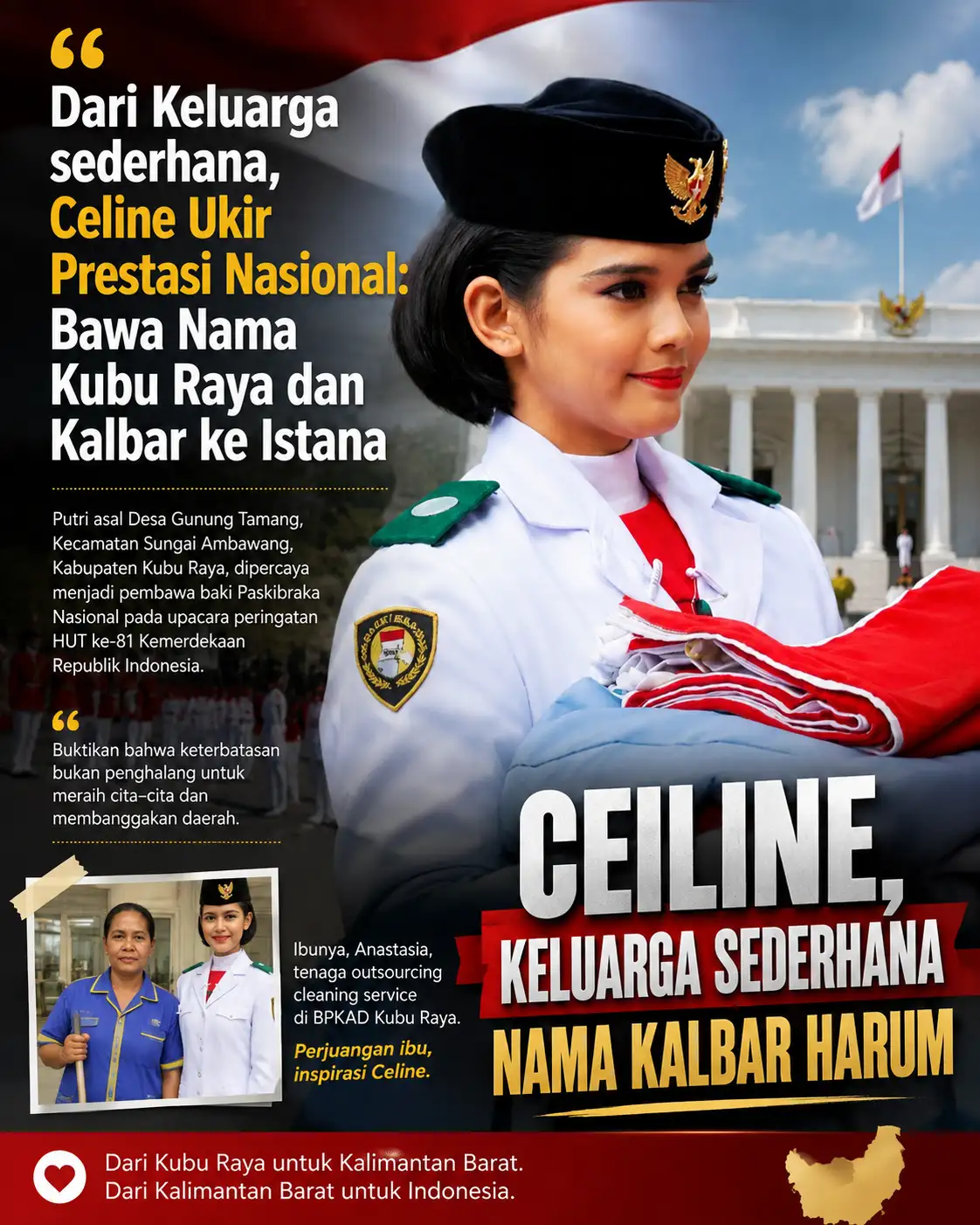 Dari Keluarga Sederhana, Celine Ukir Prestasi Nasional: Bawa Nama Kubu Raya dan Kalbar ke Istana