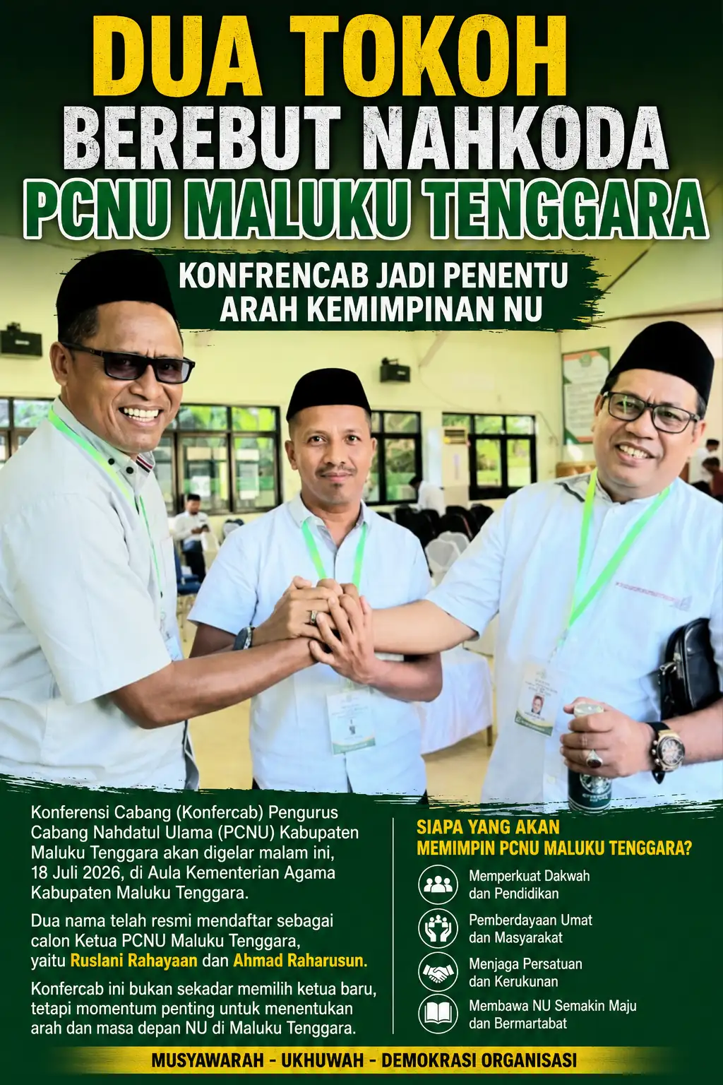 Dua Tokoh Berebut Nahkoda PCNU Maluku Tenggara, Konfercab Jadi Penentu Arah Kepemimpinan NU