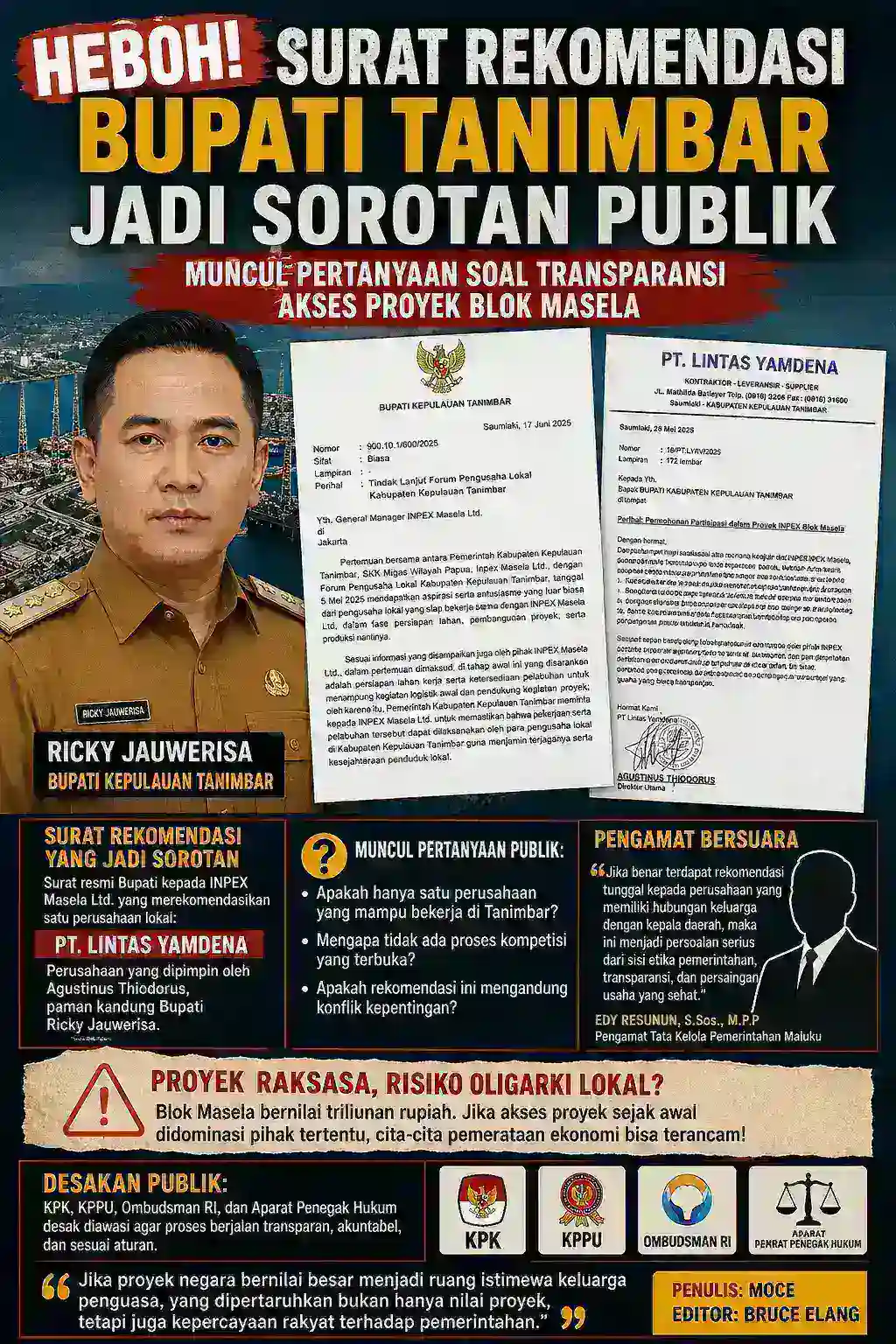 HEBOH! “SURAT SAKTI” BUPATI TANIMBAR BONGKAR DUGAAN KONFLIK KEPENTINGAN: PROYEK RAKSASA MASELA, MENGAPA HANYA SATU NAMA?