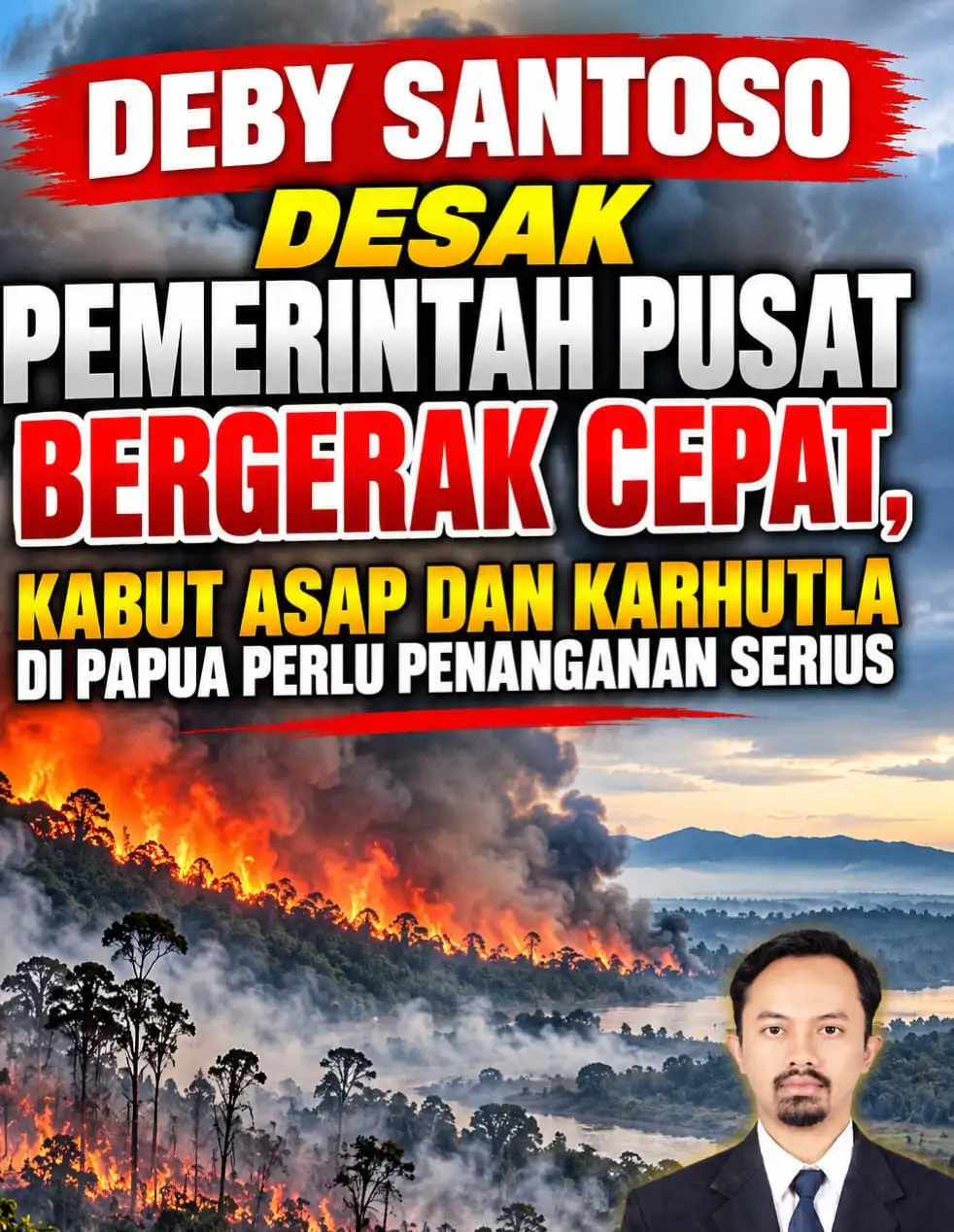 Deby Santoso Desak Pemerintah Pusat Bergerak Cepat, Kabut Asap dan Karhutla di Papua Perlu Penanganan Serius