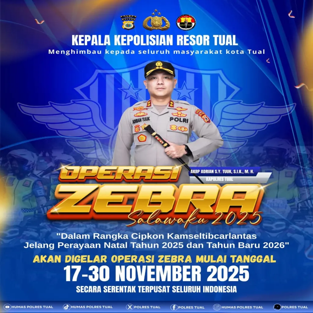 Operasi Zebra Salawaku 2025 Dimulai 17 November, Kapolres Tual Imbau Warga Tertib Berlalu Lintas