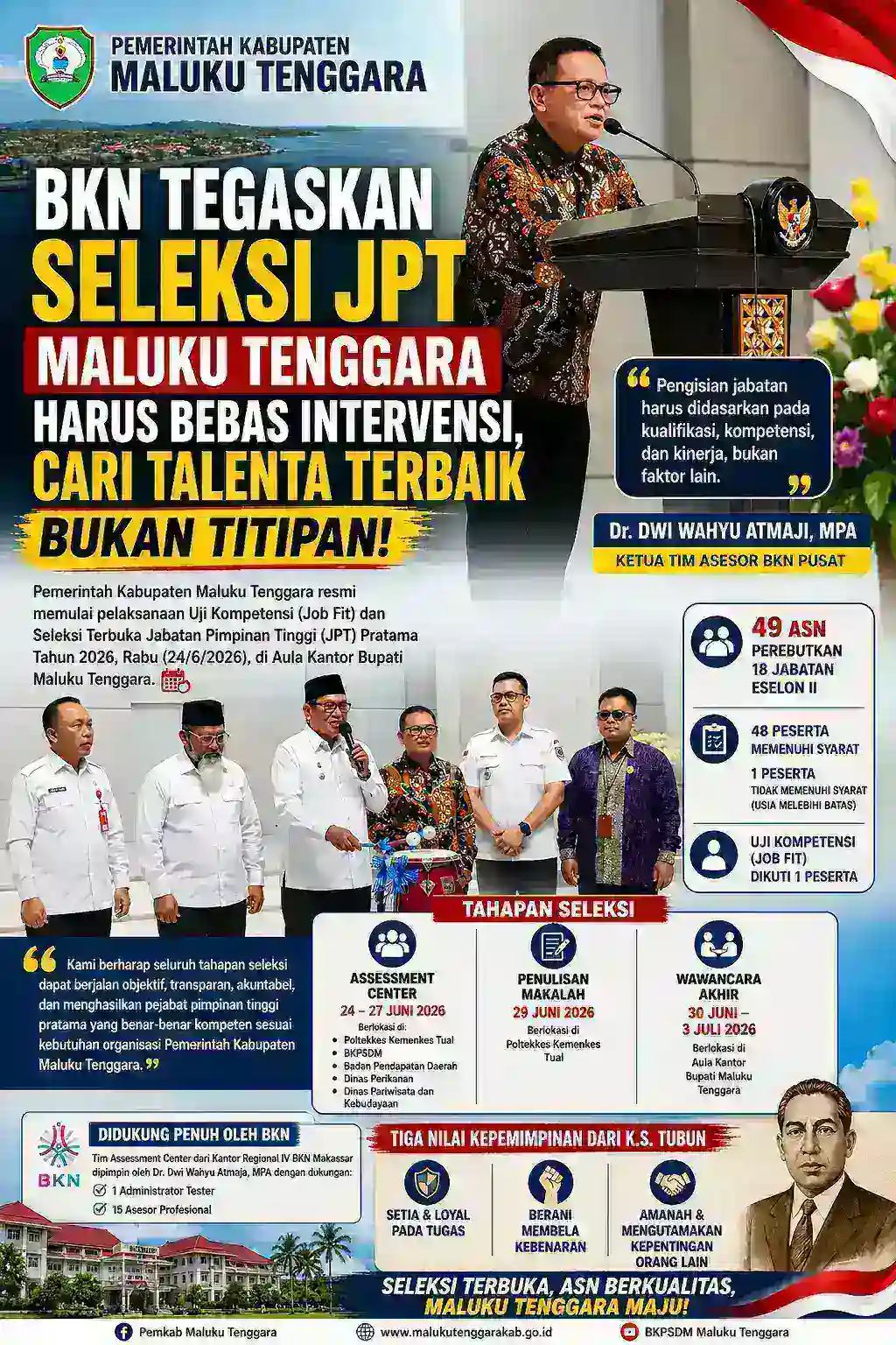 BKN Tegaskan Seleksi JPT Maluku Tenggara Harus Bebas Intervensi, Cari Talenta Terbaik Bukan Titipan